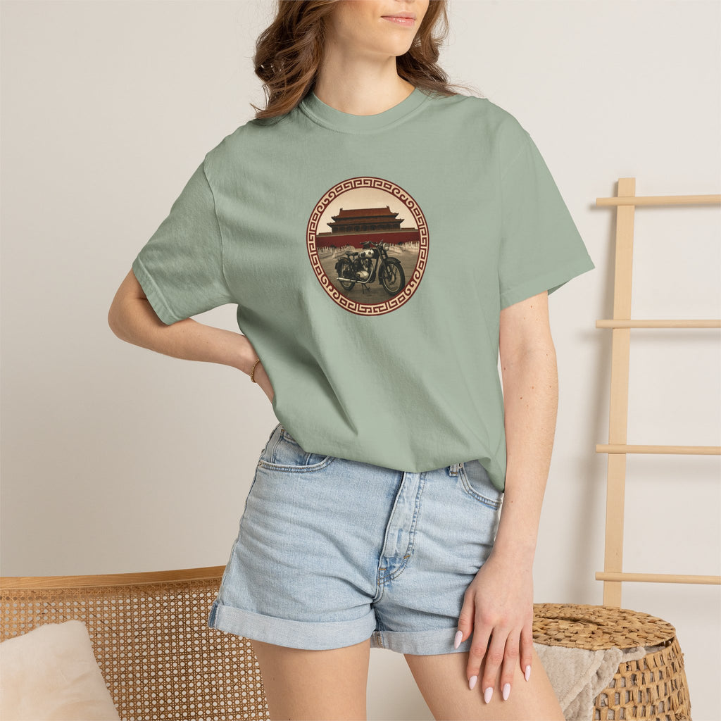 Vintage Camera & Pagoda T-Shirt — Retro Travel Photography Tee