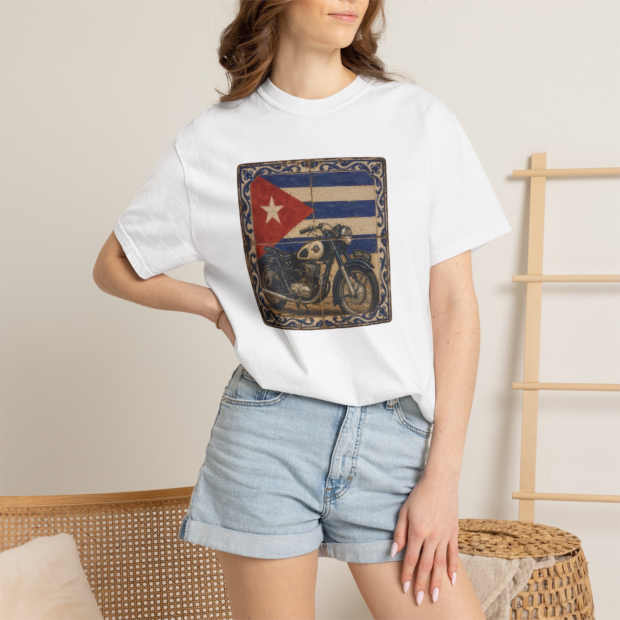 Cuban Flag Vintage Motorcycle T-Shirt