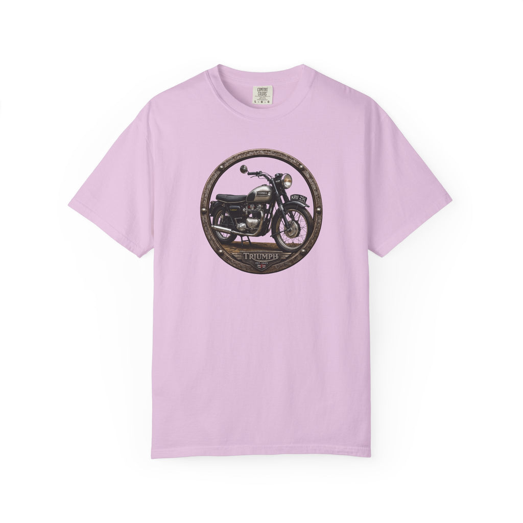 Classic Triumph Motorcycle T-Shirt — Vintage British Flag Ride Tee