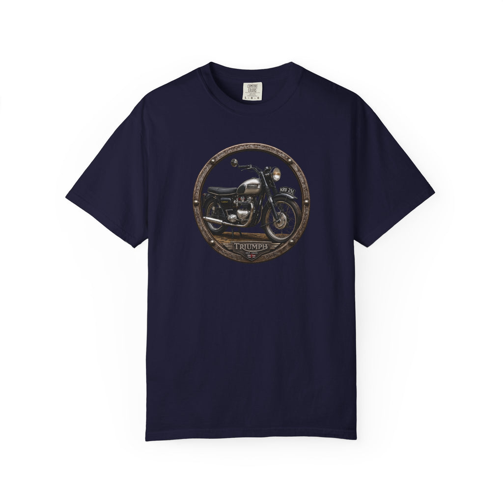 Classic Triumph Motorcycle T-Shirt — Vintage British Flag Ride Tee