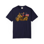 Copy of T-Shirt - Patriotic Biker Graphic (Gold Motorcycle, American Flag)