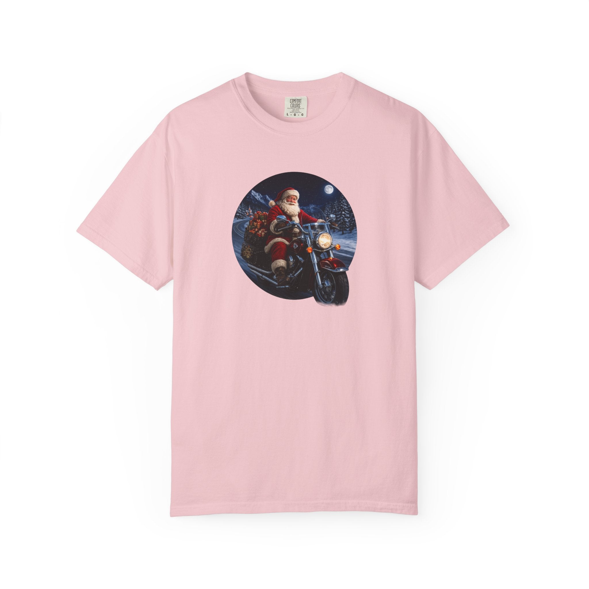 Santa on Motorcycle T-Shirt — Christmas Biker Holiday Tee