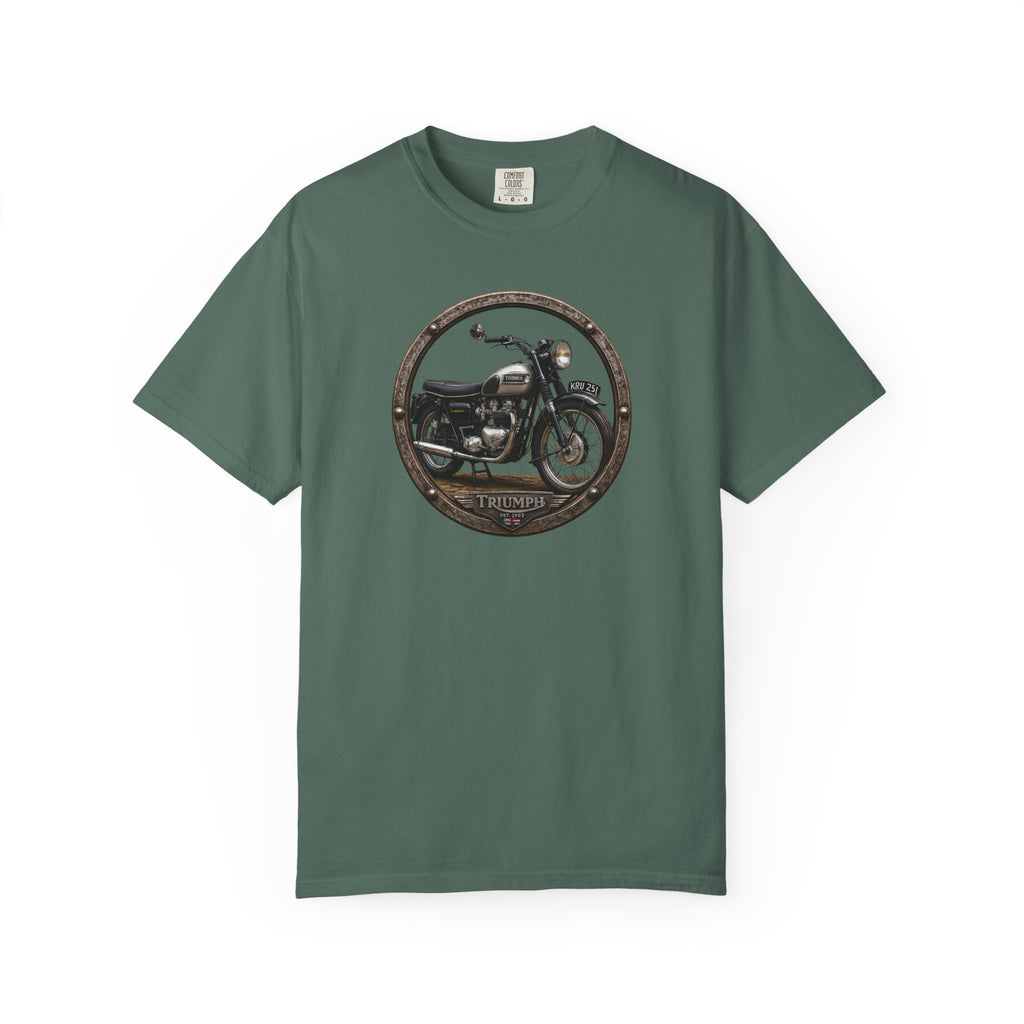 Classic Triumph Motorcycle T-Shirt — Vintage British Flag Ride Tee