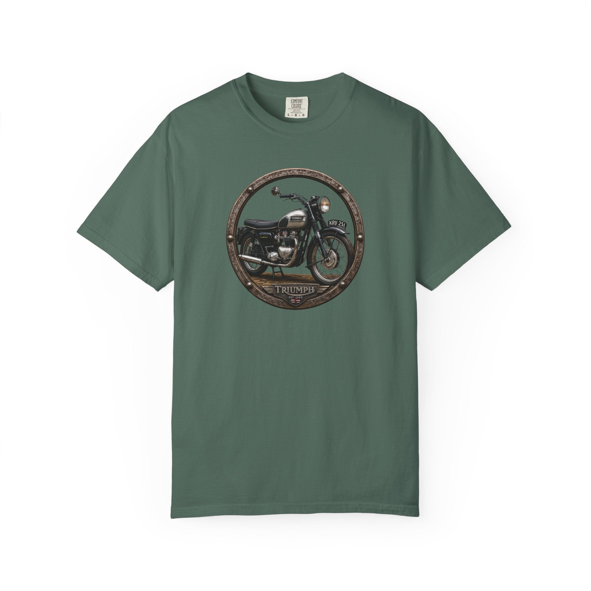 Classic Triumph Motorcycle T-Shirt — Vintage British Flag Ride Tee
