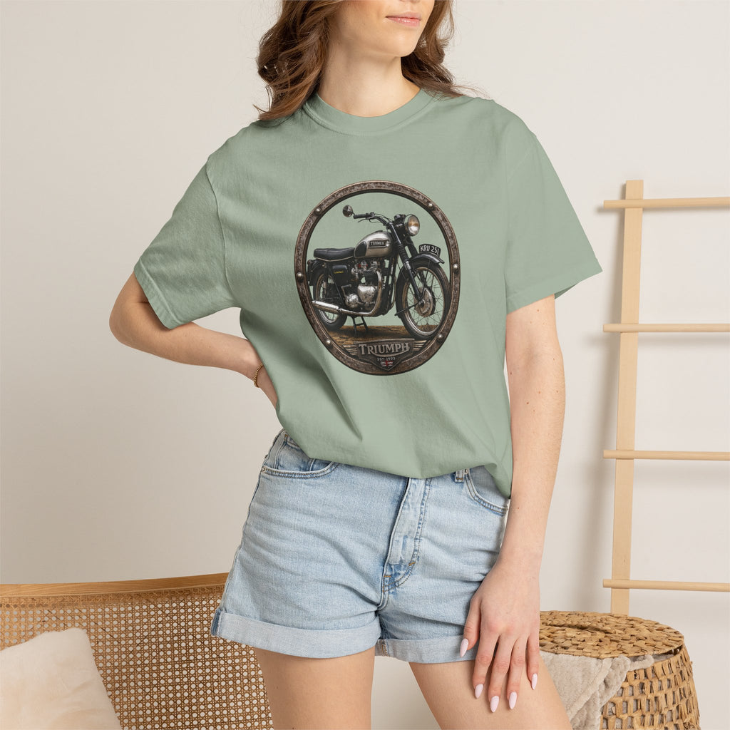 Classic Triumph Motorcycle T-Shirt — Vintage British Flag Ride Tee