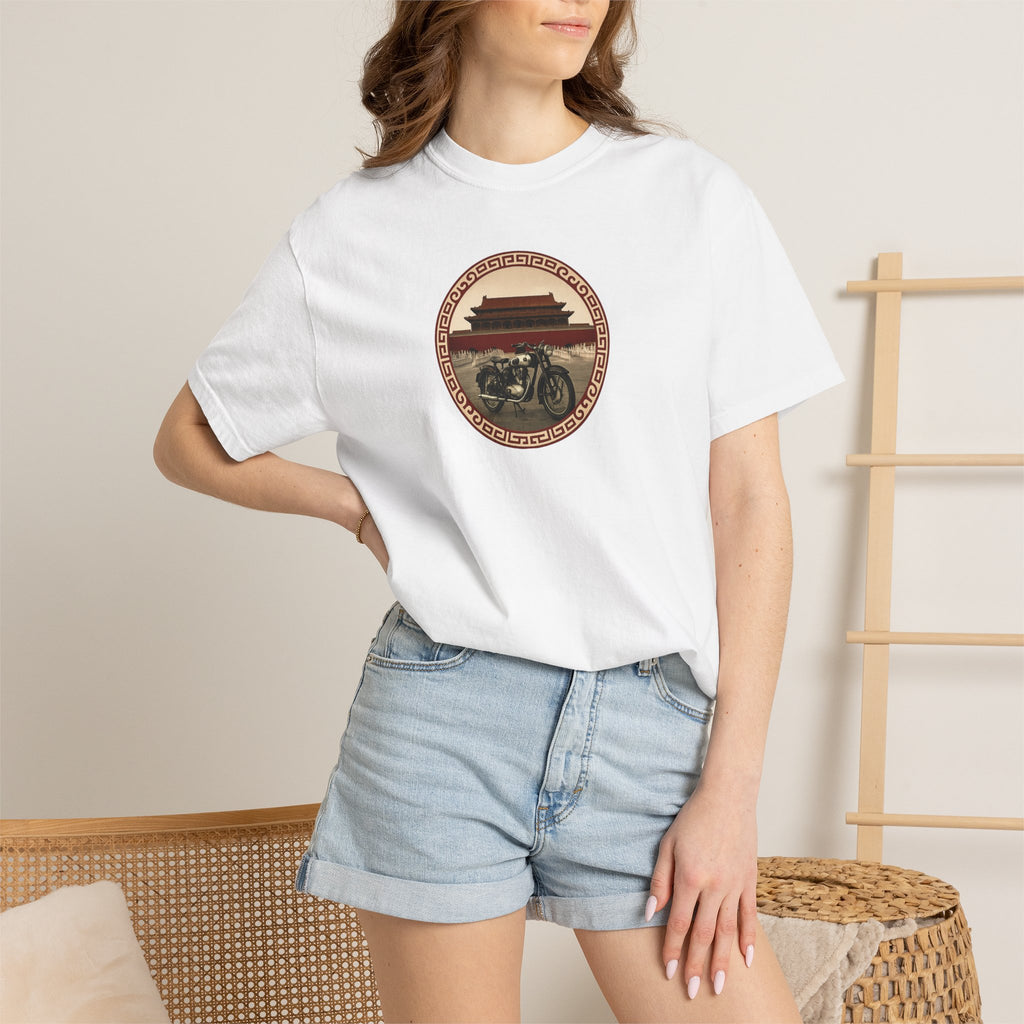 Vintage Camera & Pagoda T-Shirt — Retro Travel Photography Tee