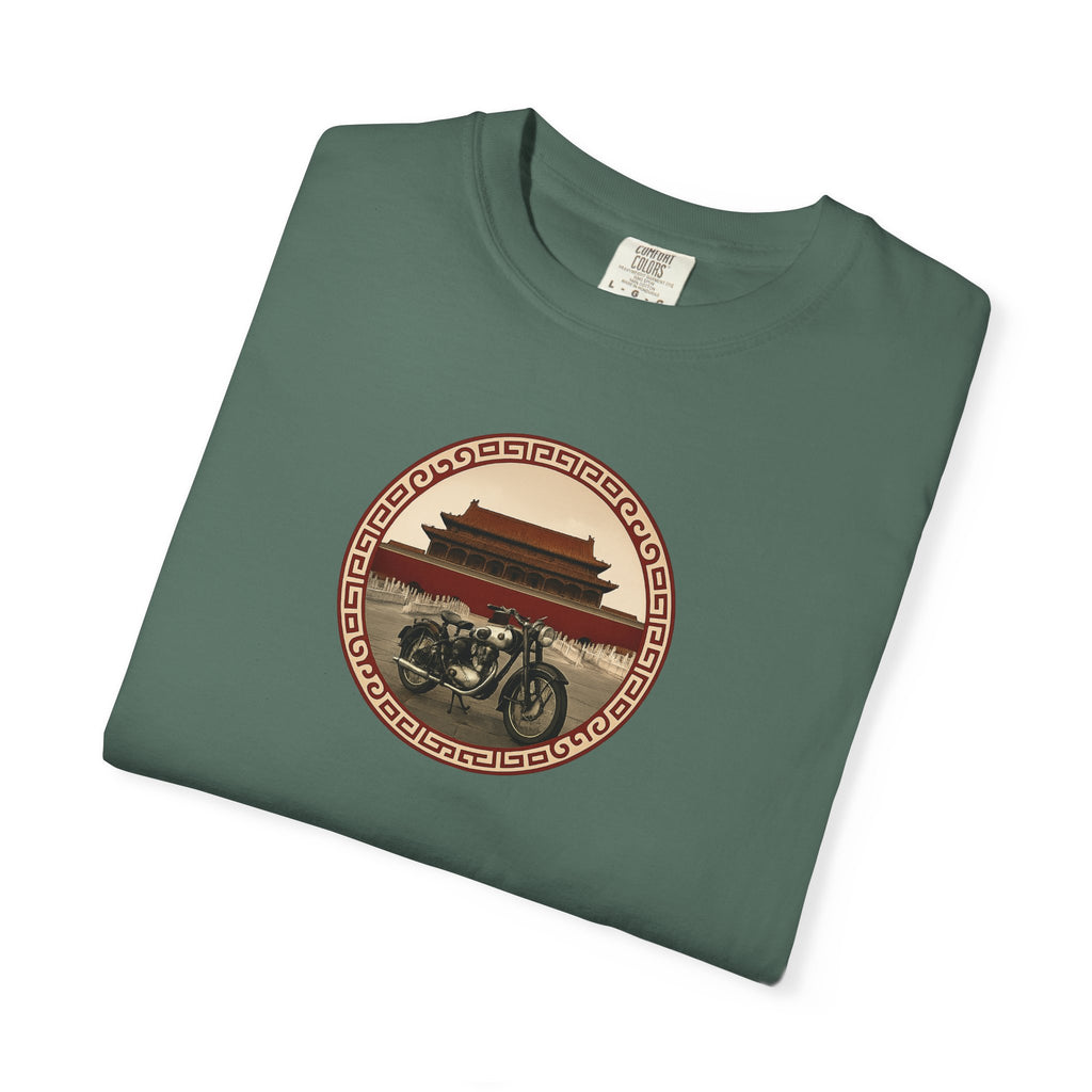 Vintage Camera & Pagoda T-Shirt — Retro Travel Photography Tee