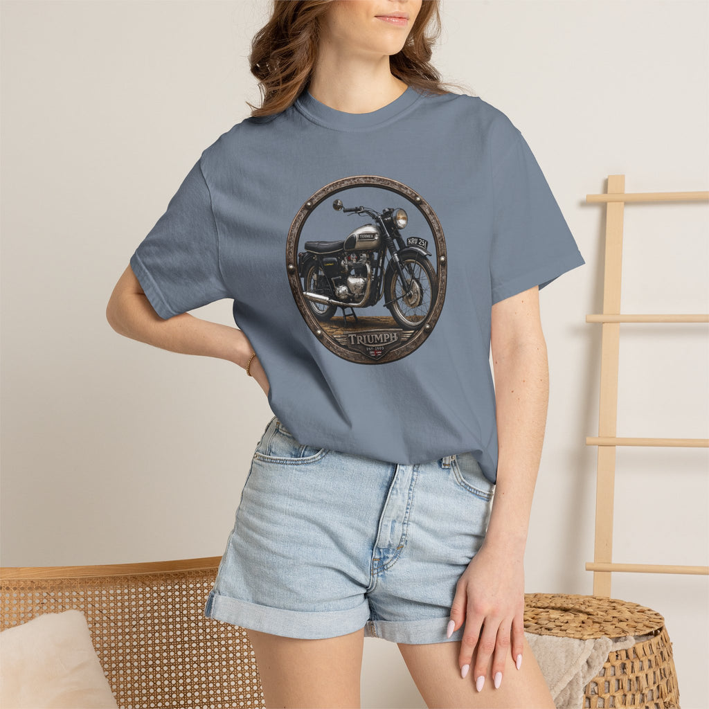Classic Triumph Motorcycle T-Shirt — Vintage British Flag Ride Tee