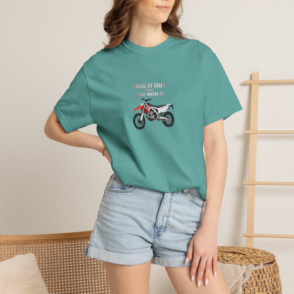 Motorcycle T-Shirt — 'Take It Out, Play With It' Vintage Dirt Bike Tee