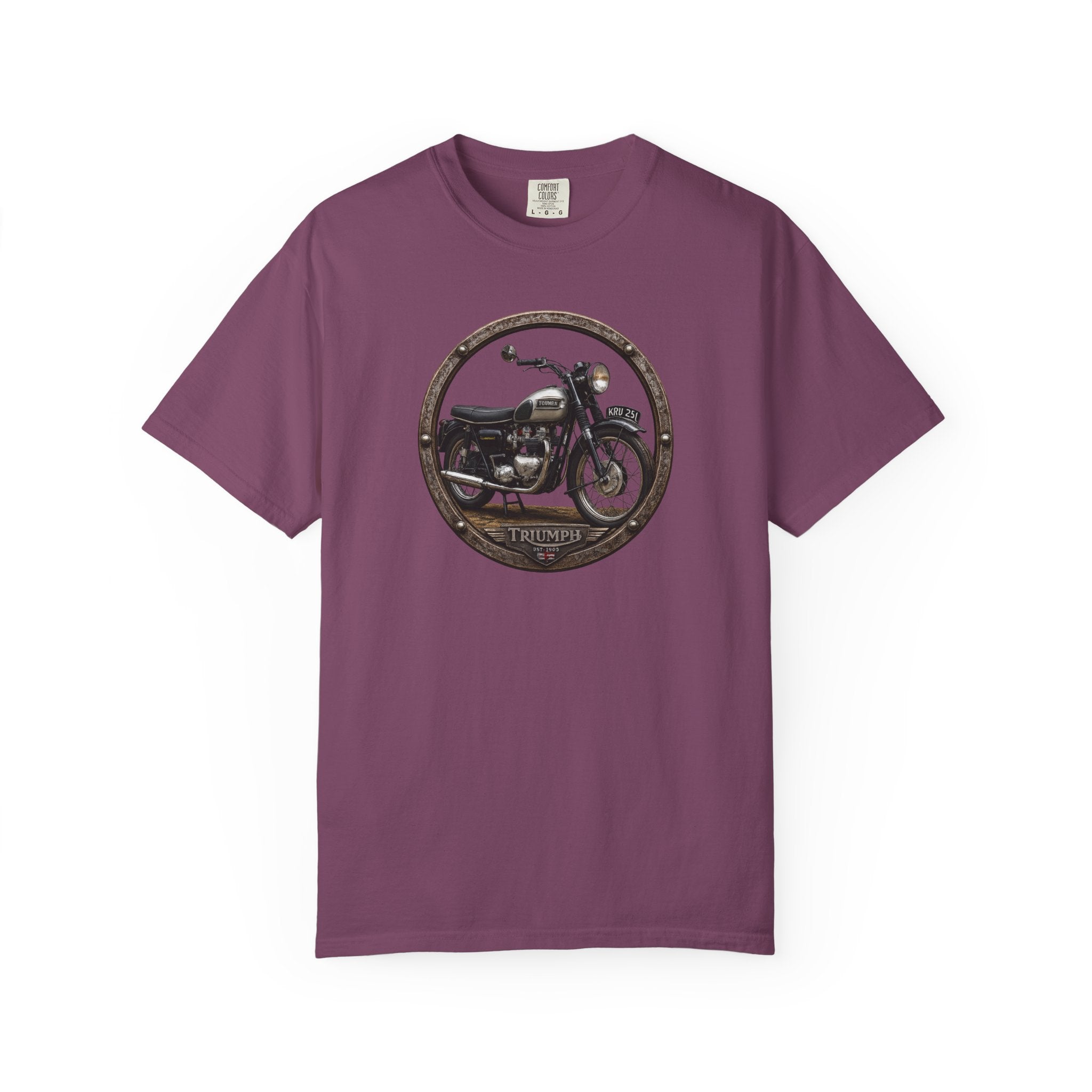 Classic Triumph Motorcycle T-Shirt — Vintage British Flag Ride Tee