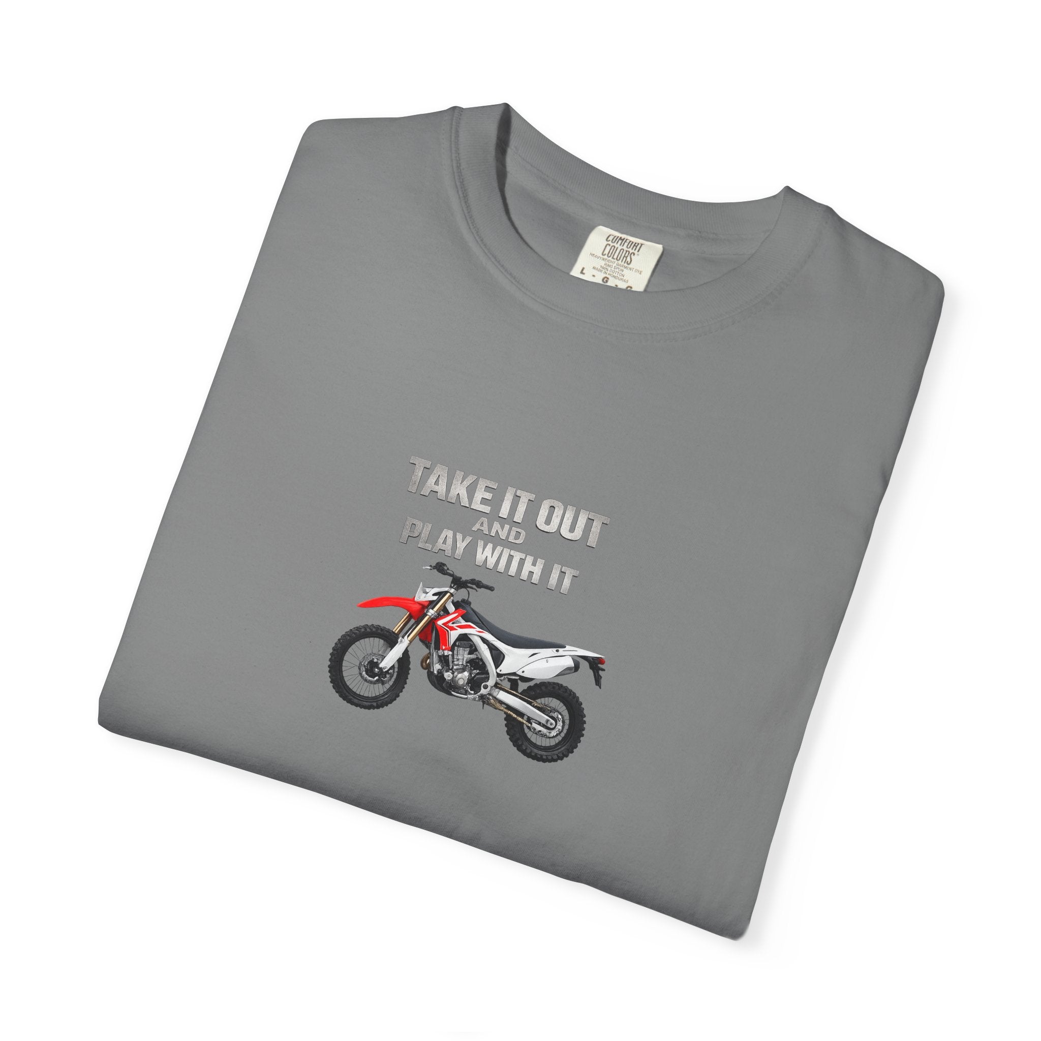 Motorcycle T-Shirt — 'Take It Out, Play With It' Vintage Dirt Bike Tee