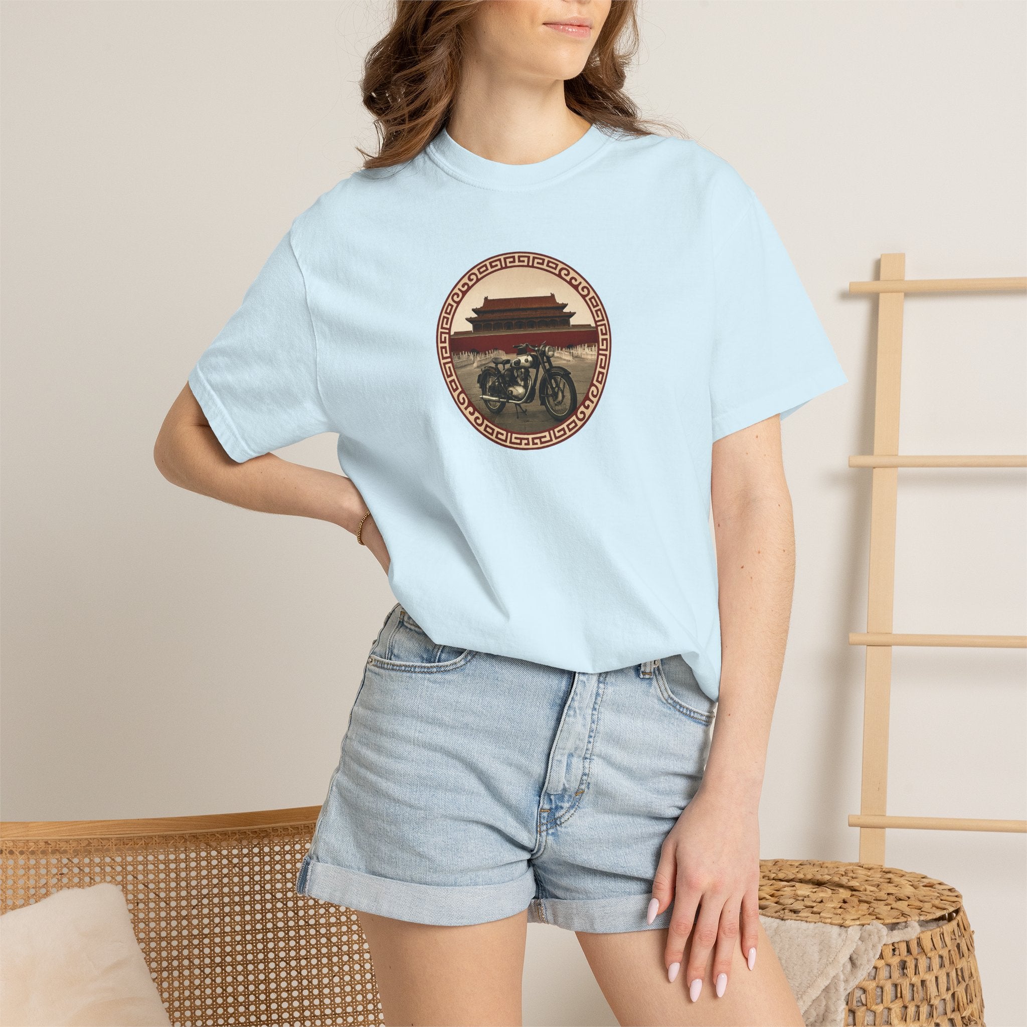 Vintage Camera & Pagoda T-Shirt — Retro Travel Photography Tee