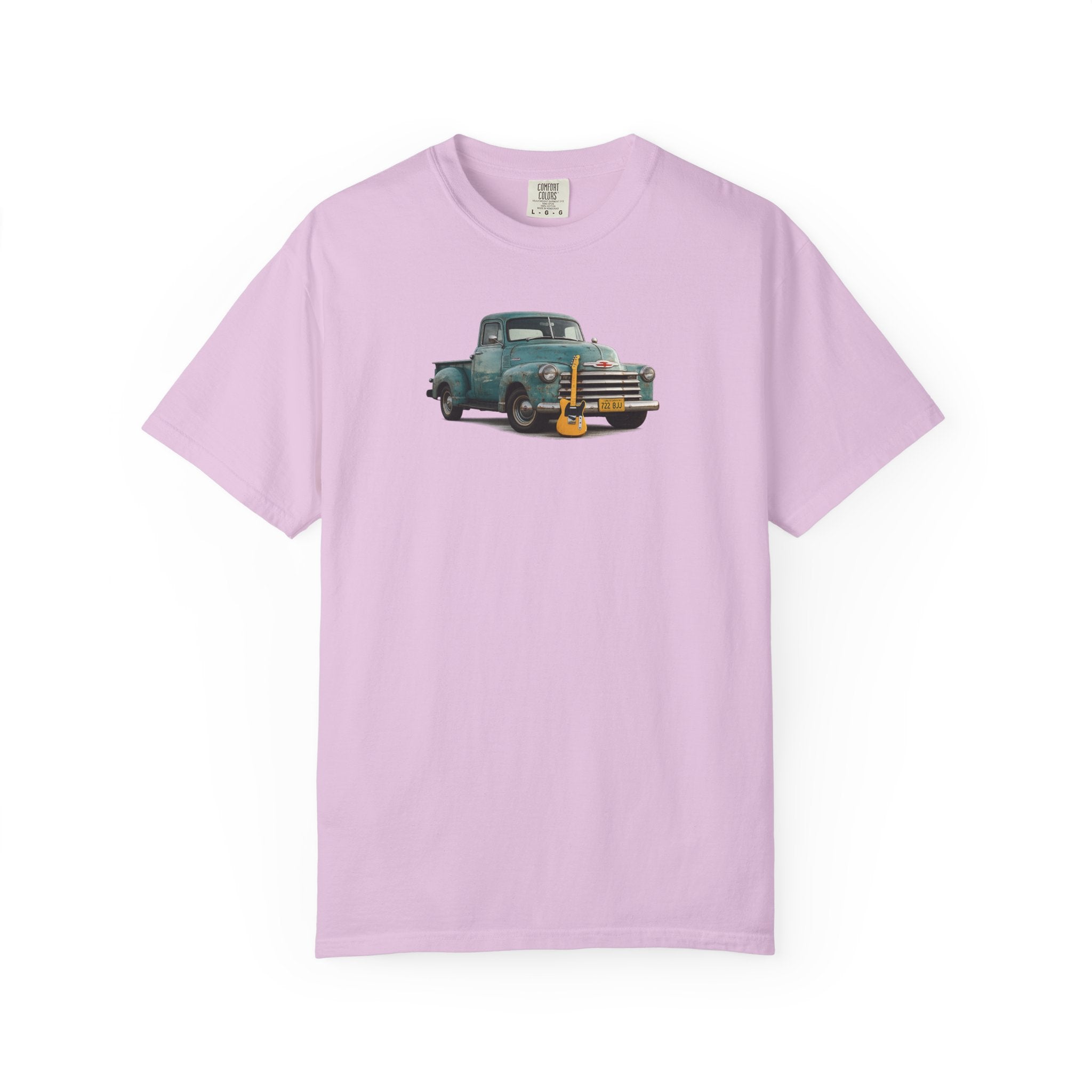 Vintage Pickup Truck & Guitar T-Shirt — Retro Americana Tee for Musicians & Classic Car Fans