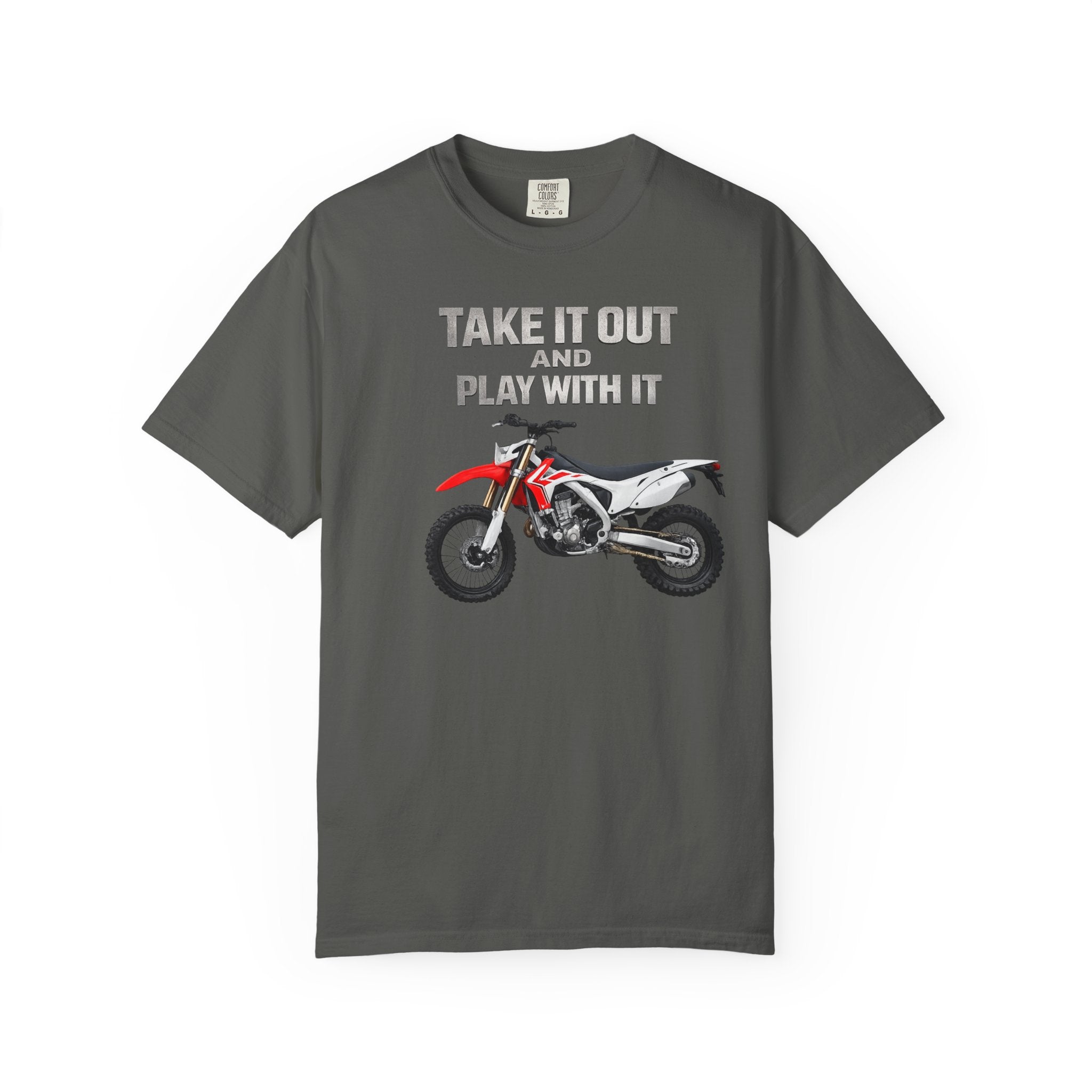 Motorcycle T-Shirt — 'Take It Out, Play With It' Vintage Dirt Bike Tee