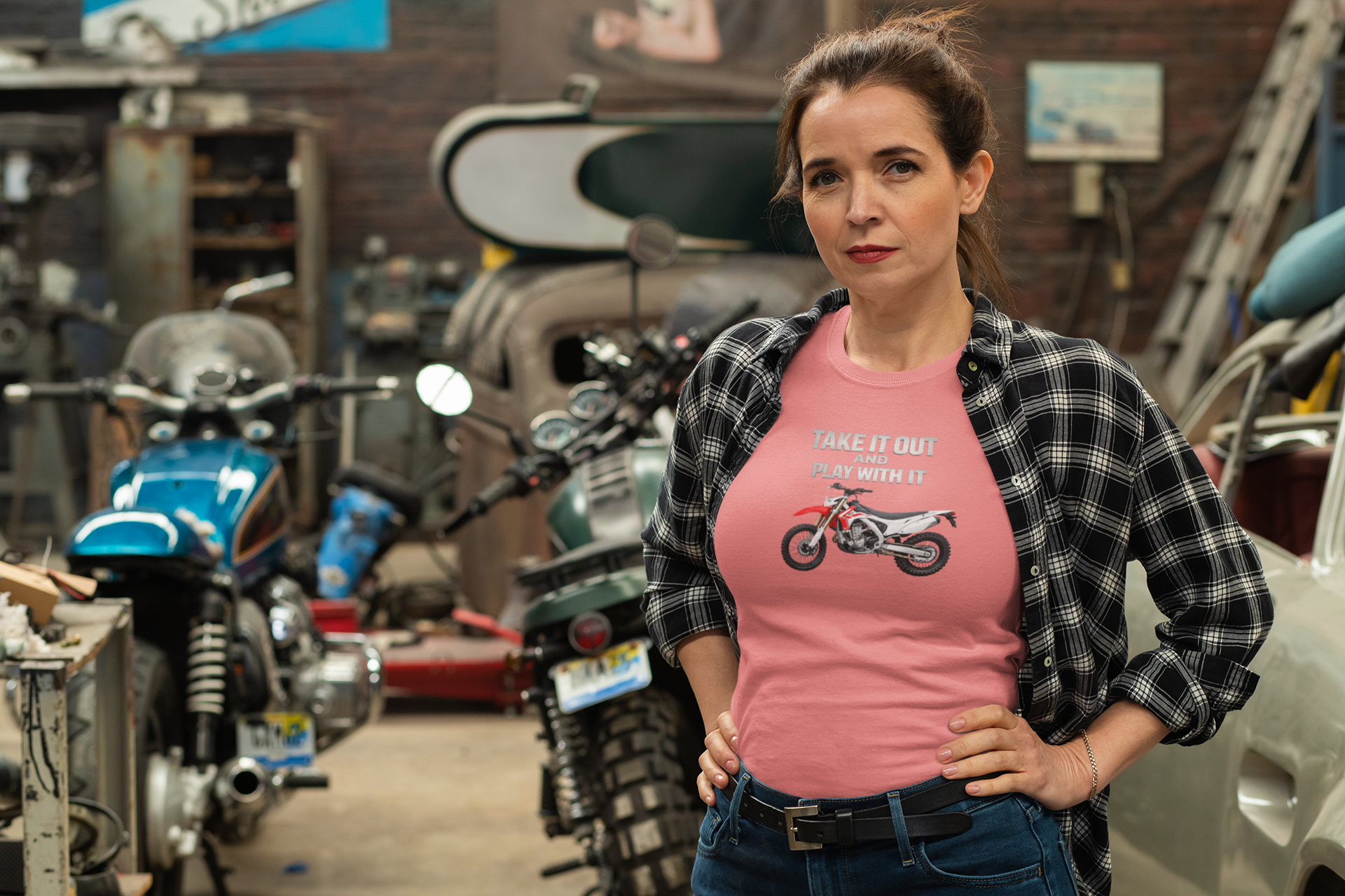 Motorcycle T-Shirt — 'Take It Out, Play With It' Vintage Dirt Bike Tee