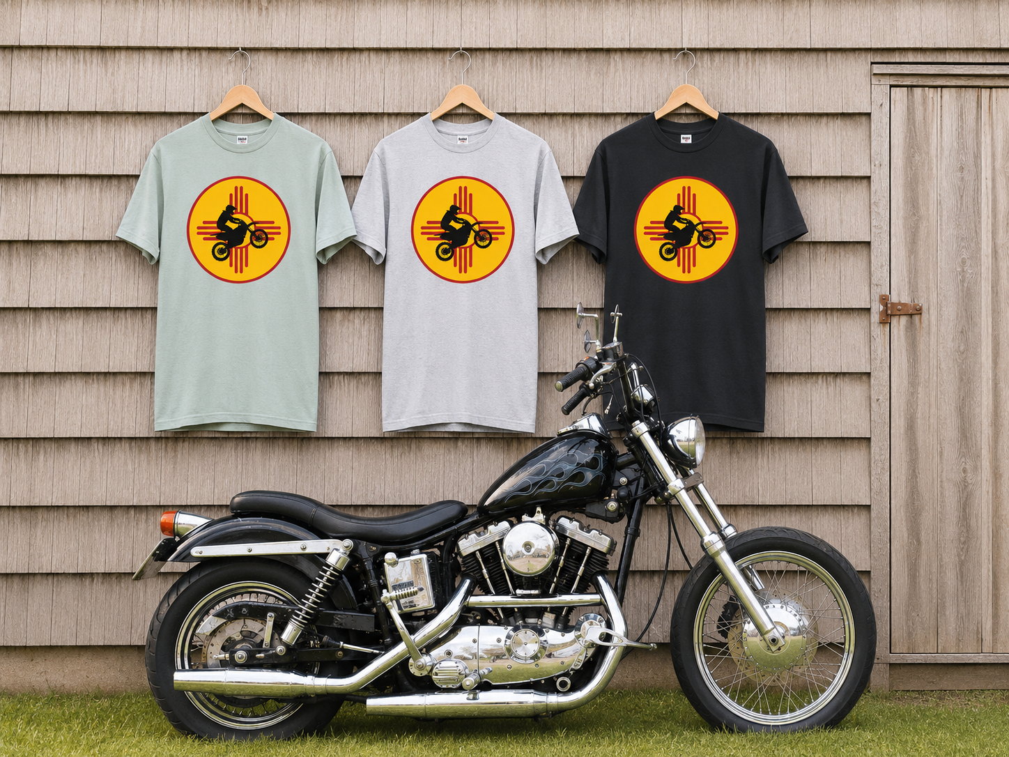 Sunset Motorcycle T-Shirt — Retro Bike Silhouette Tee