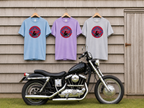Copy of Arkansas Motorcycle Rider Graphic T-Shirt — State Flag Circle Design