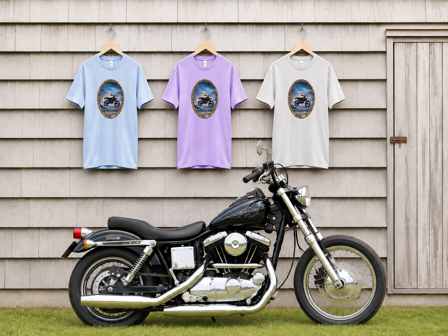 Copy of Motorcycle Night Ride T-Shirt — Framed Rider Graphic Tee