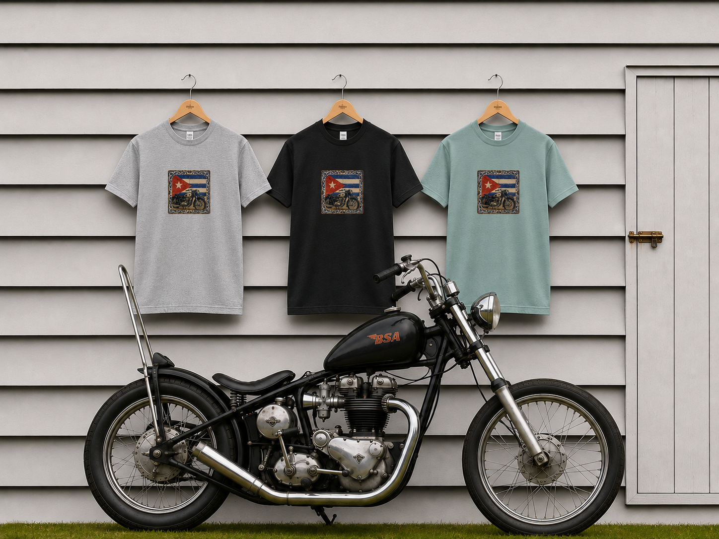 Cuban Flag Vintage Motorcycle T-Shirt