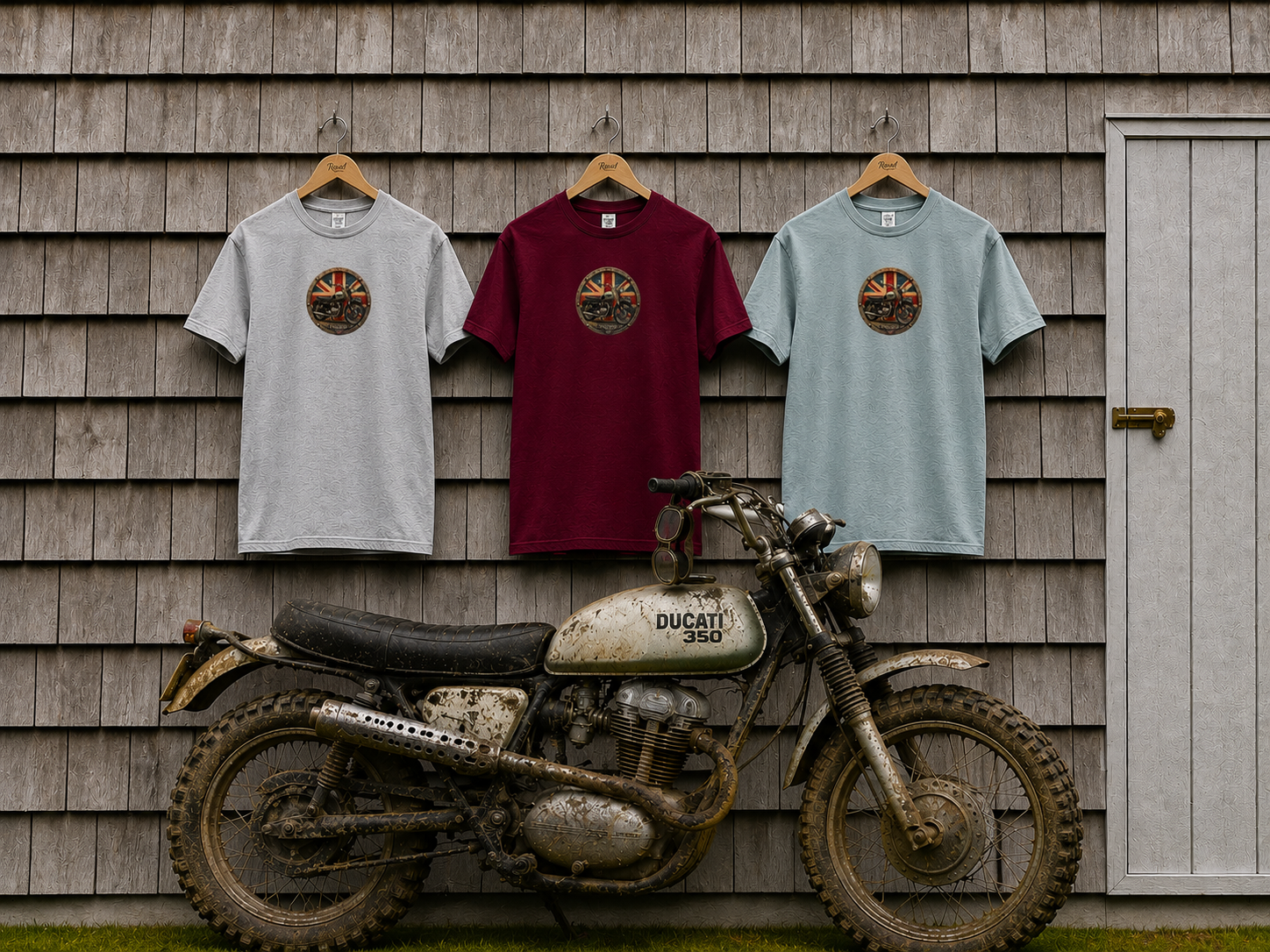 Classic Triumph Motorcycle T-Shirt — Vintage British Flag Ride Tee