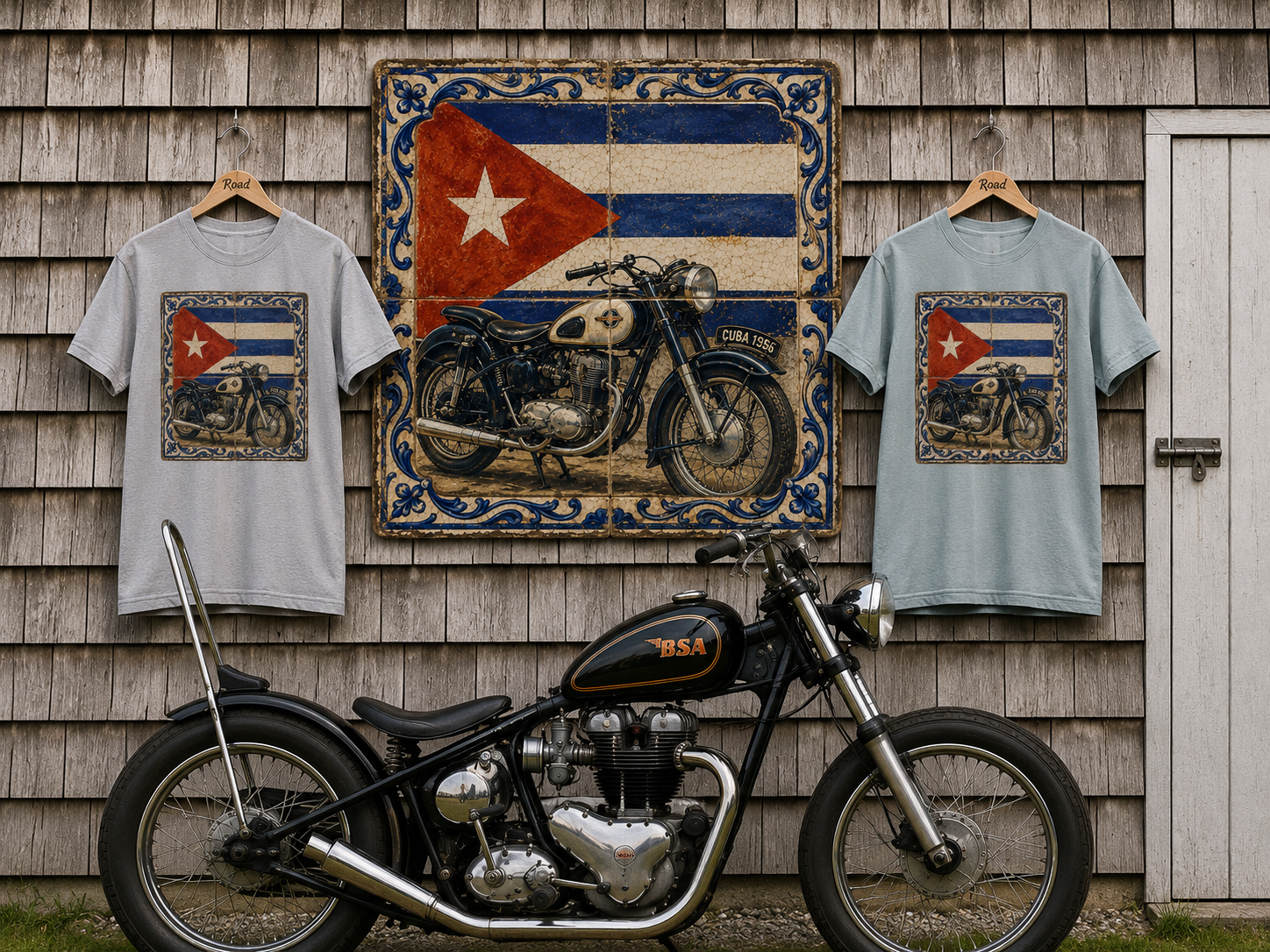 Cuban Flag Vintage Motorcycle T-Shirt