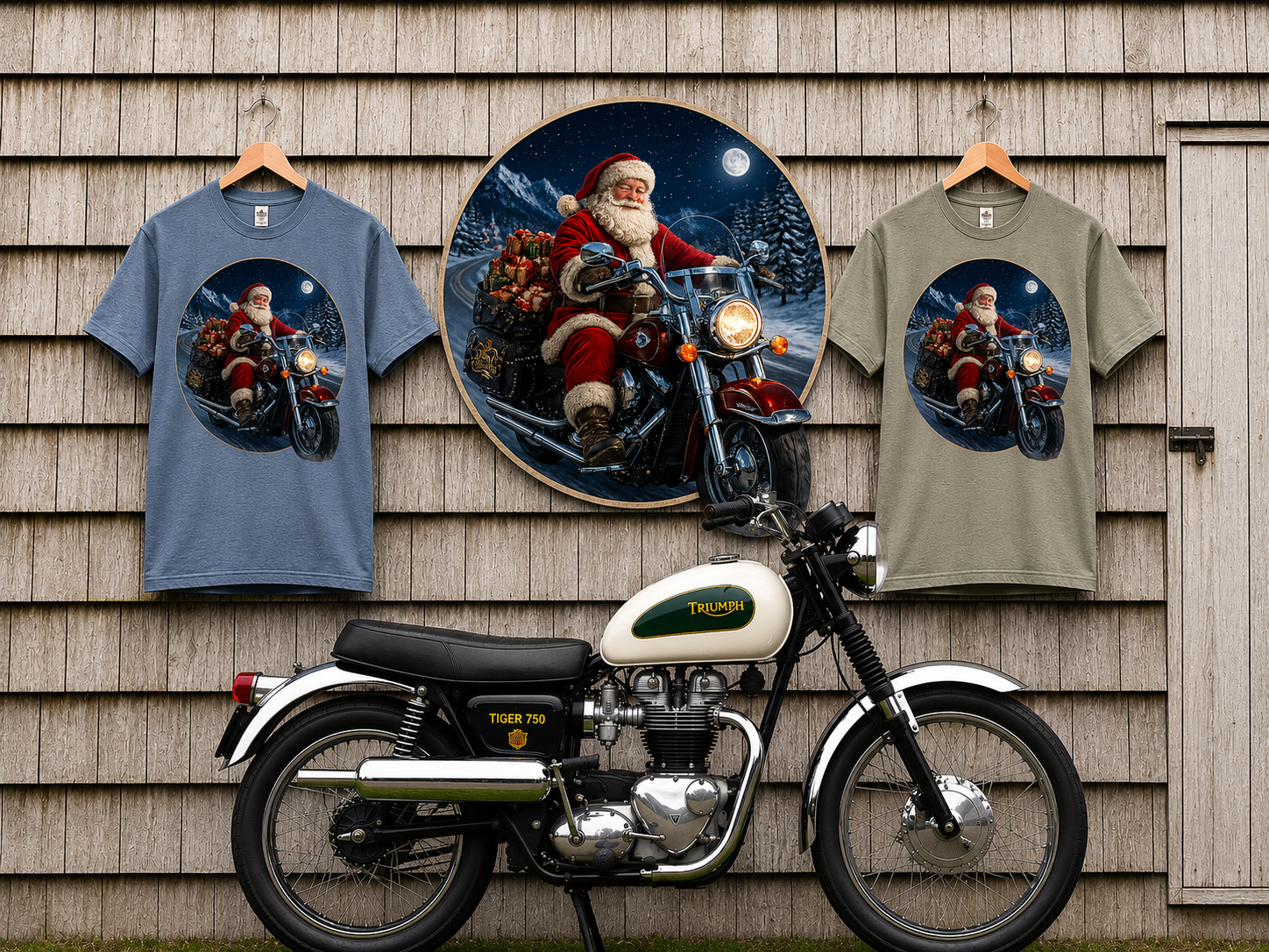 Santa on Motorcycle  Christmas Biker