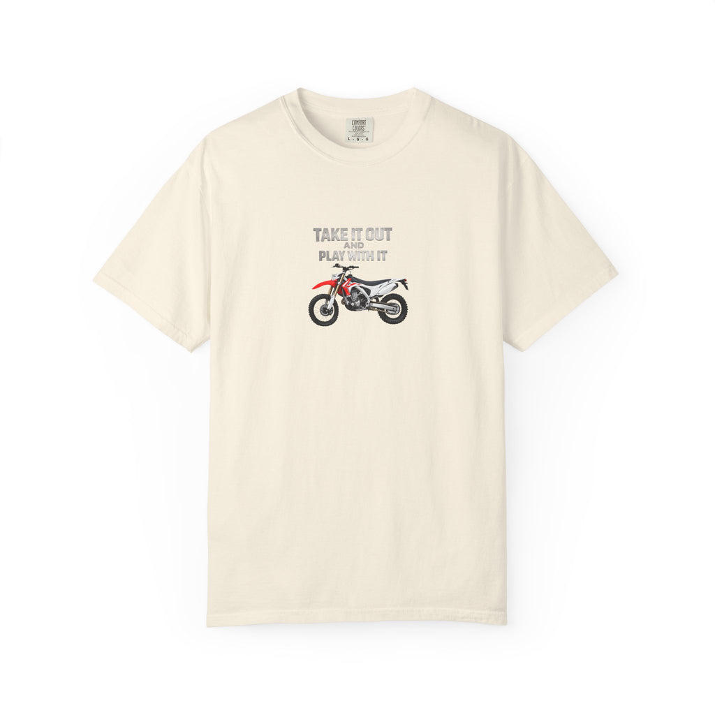 Motorcycle T-Shirt — 'Take It Out, Play With It' Vintage Dirt Bike Tee