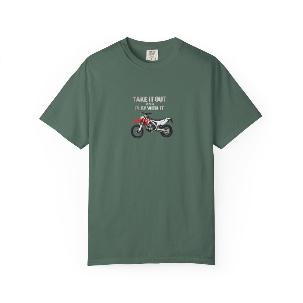 Motorcycle T-Shirt — 'Take It Out, Play With It' Vintage Dirt Bike Tee