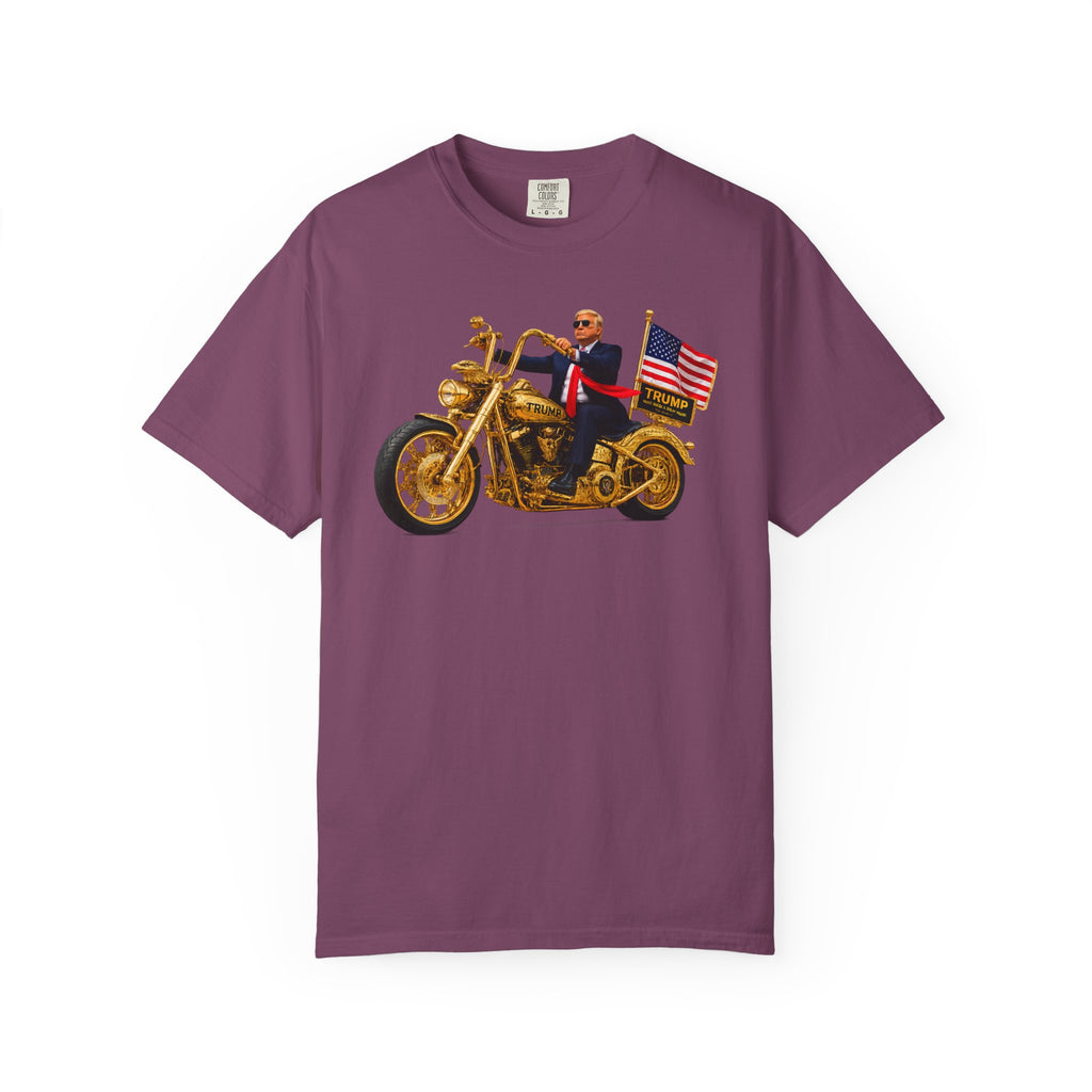 Copy of T-Shirt - Patriotic Biker Graphic (Gold Motorcycle, American Flag)
