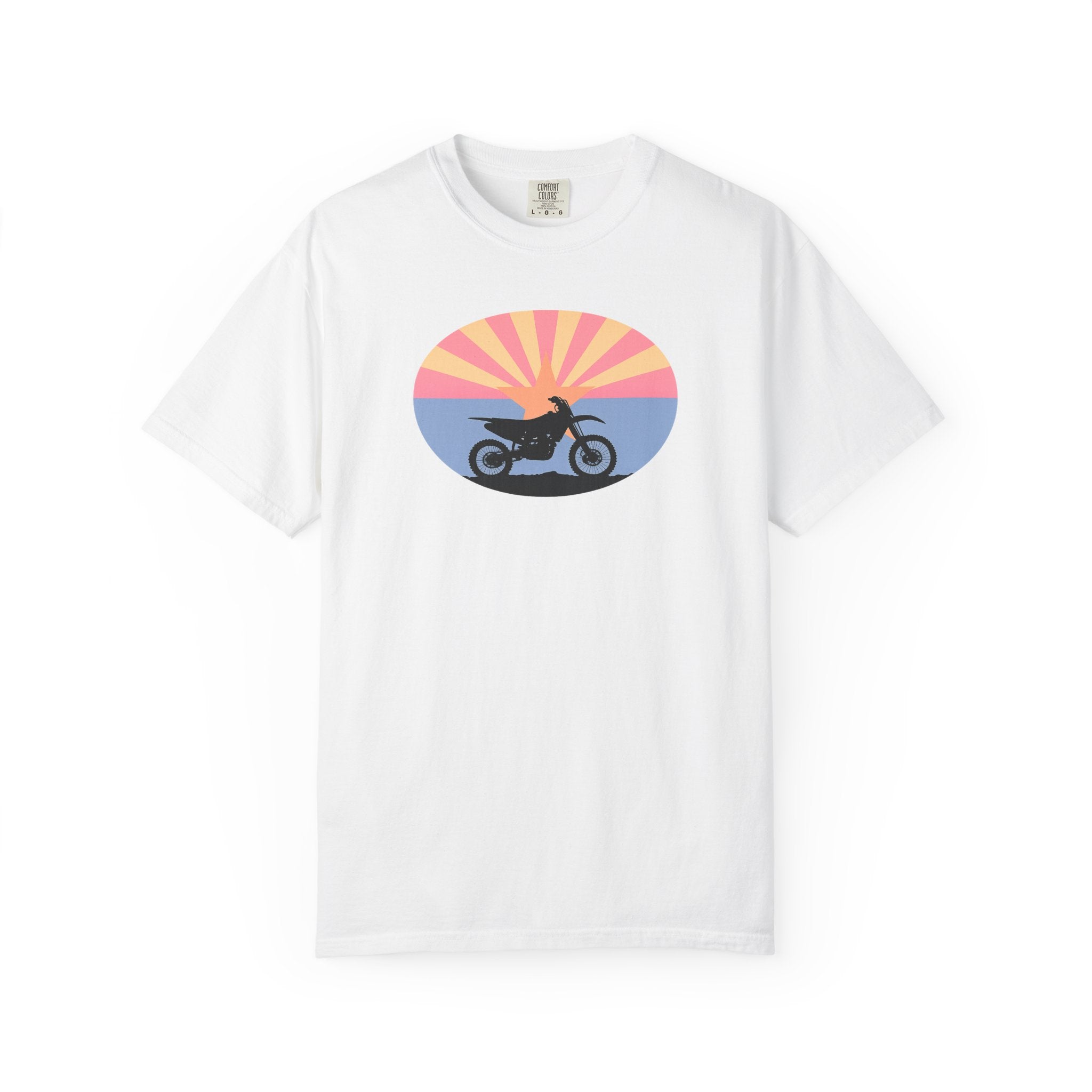 Sunset Motorcycle T-Shirt — Retro Bike Silhouette Tee