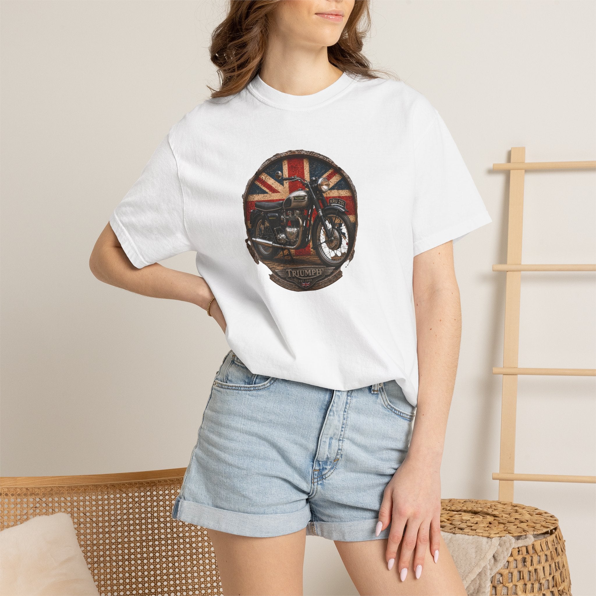 Copy of Vintage British Motorcycle T-Shirt — Union Jack Cafe Racer Graphic