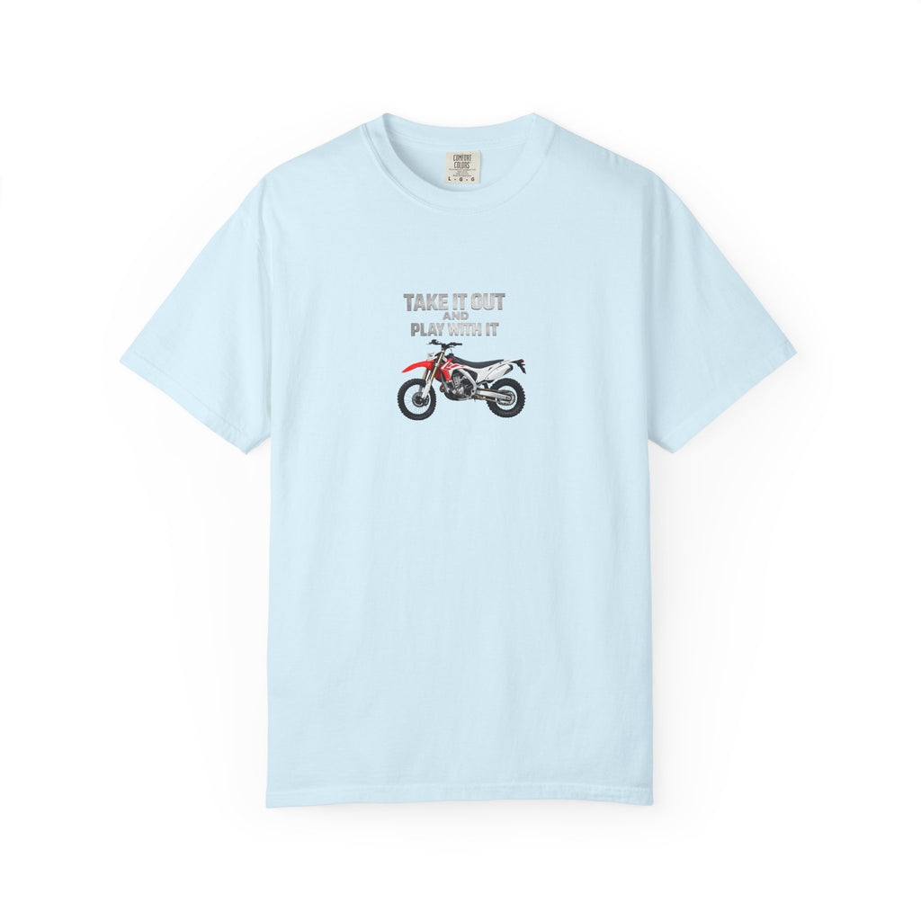 Motorcycle T-Shirt — 'Take It Out, Play With It' Vintage Dirt Bike Tee