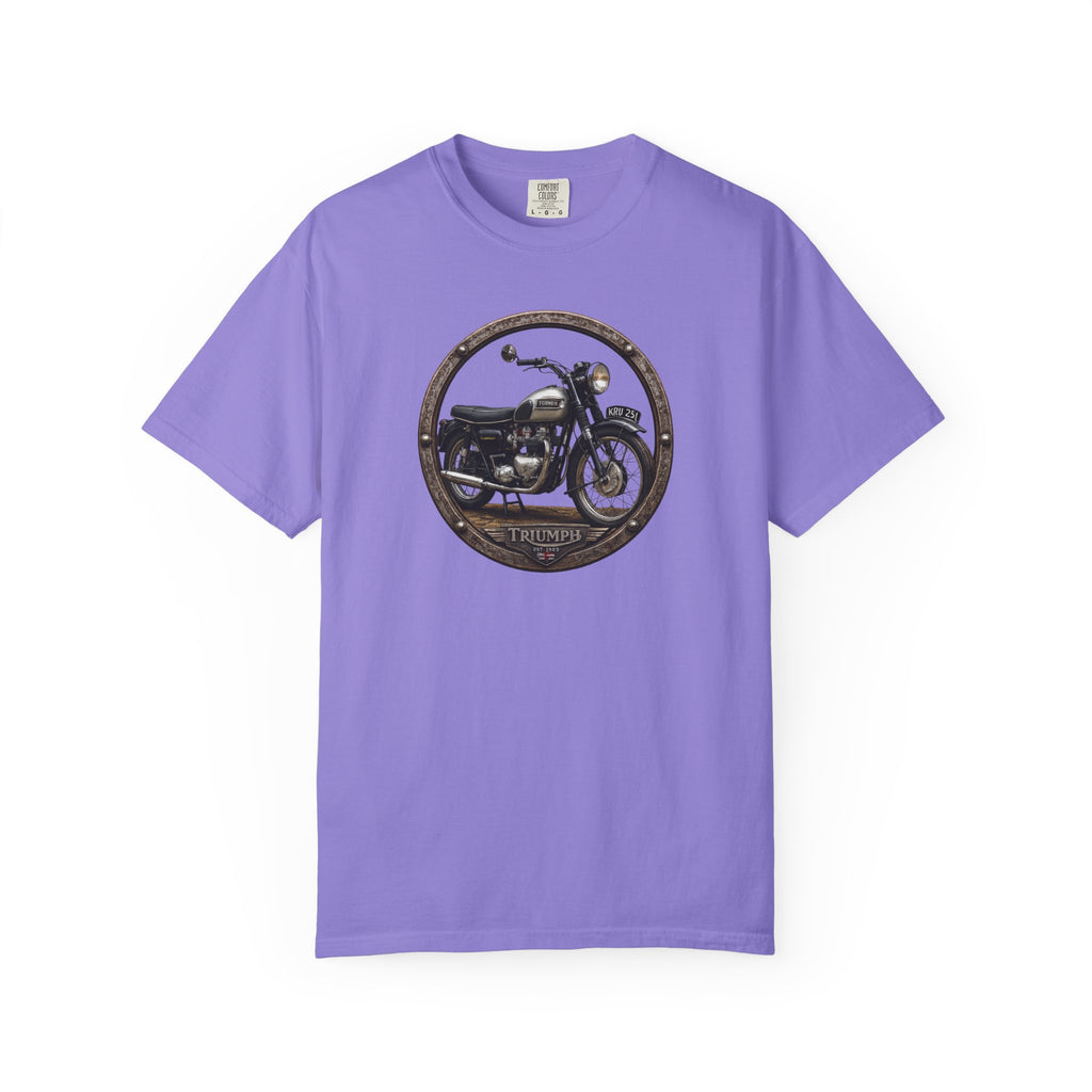 Classic Triumph Motorcycle T-Shirt — Vintage British Flag Ride Tee