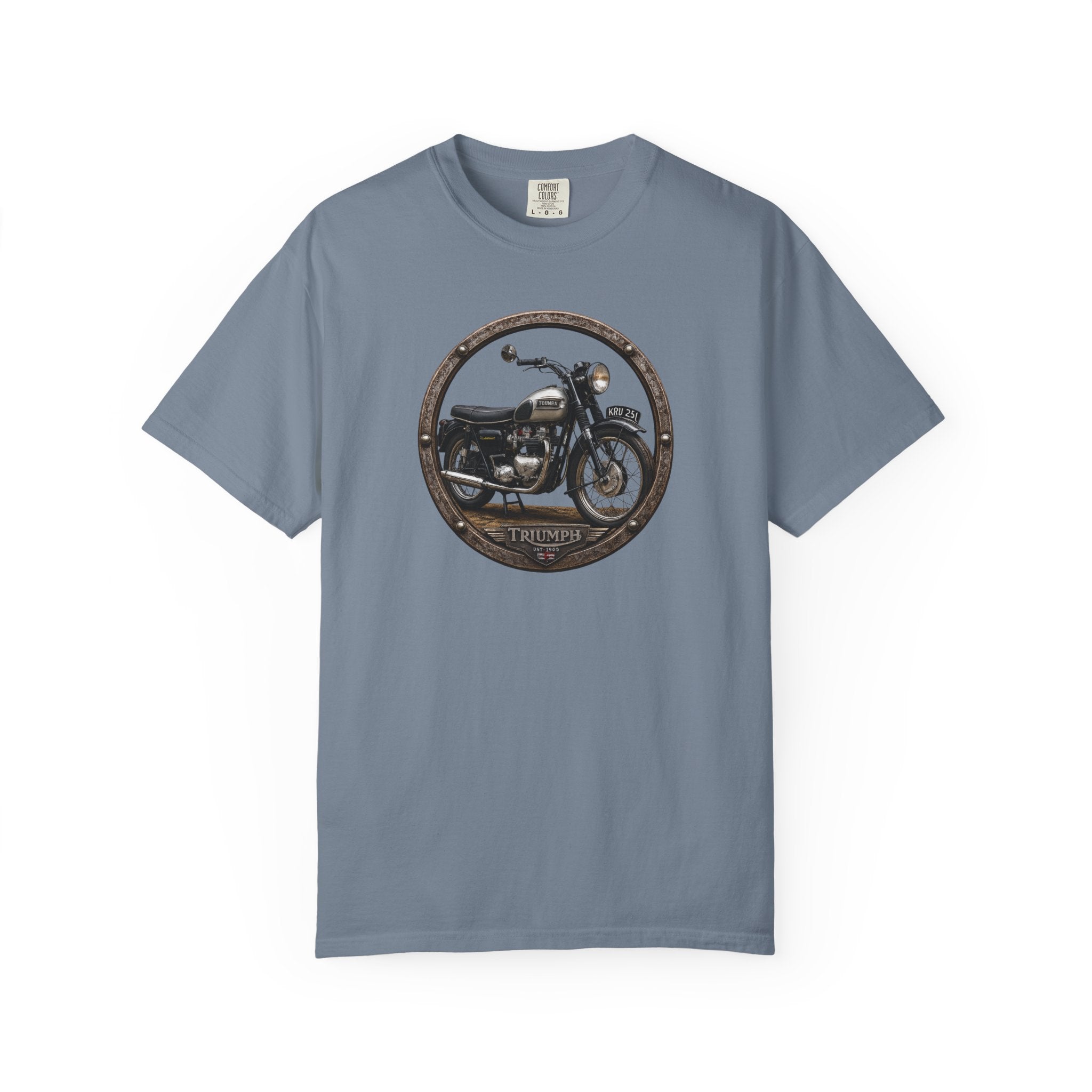 Classic Triumph Motorcycle T-Shirt — Vintage British Flag Ride Tee