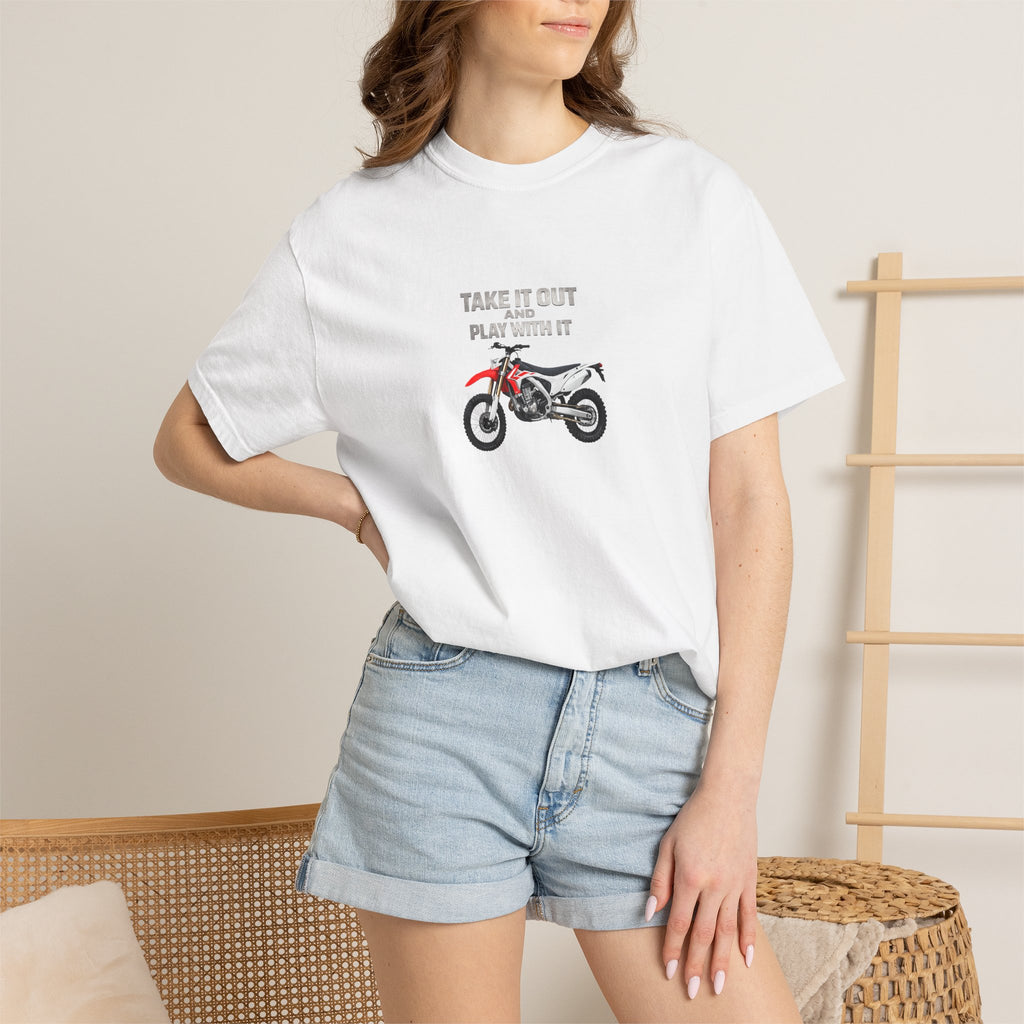 Motorcycle T-Shirt — 'Take It Out, Play With It' Vintage Dirt Bike Tee