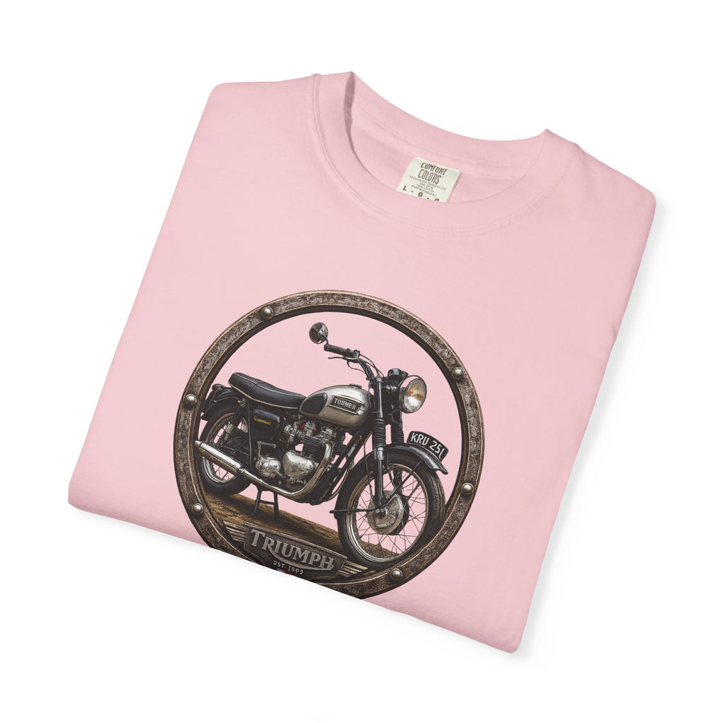 Classic Triumph Motorcycle T-Shirt — Vintage British Flag Ride Tee
