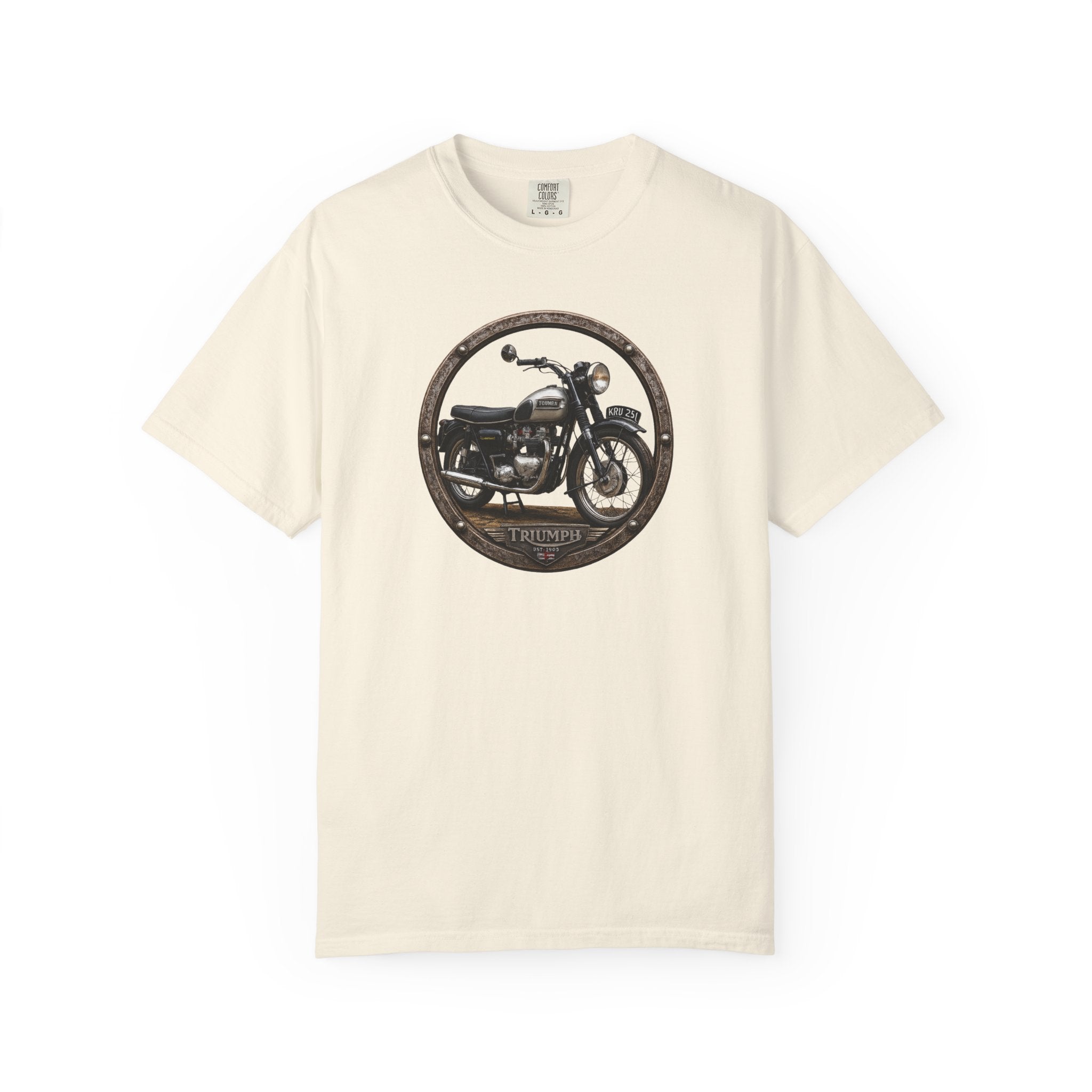 Classic Triumph Motorcycle T-Shirt — Vintage British Flag Ride Tee
