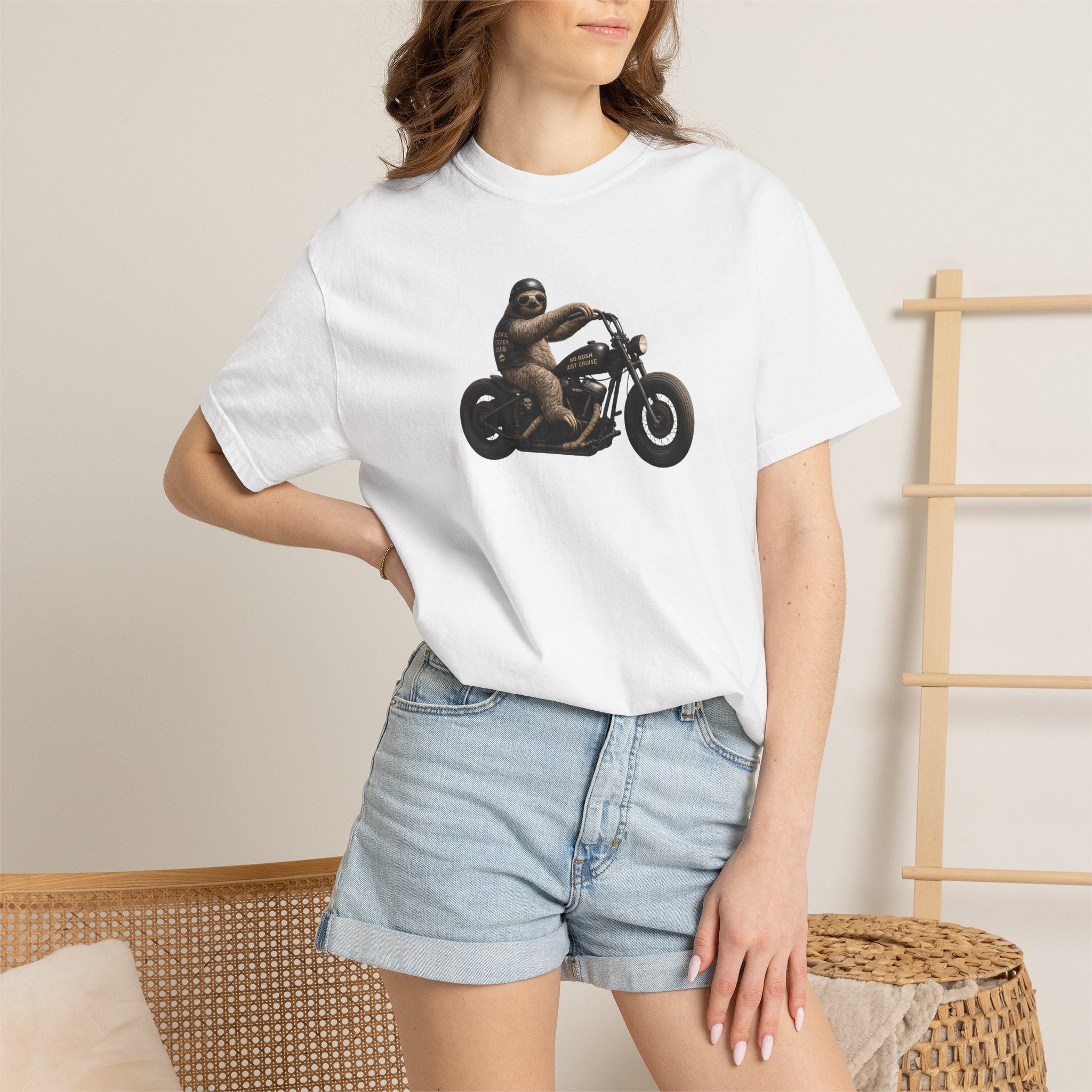 Motorcycle Sloth T-Shirt — Funny Biker Animal Tee