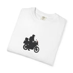 Sunset Motorcycle Ride T-Shirt — Vintage Couple Silhouette Tee