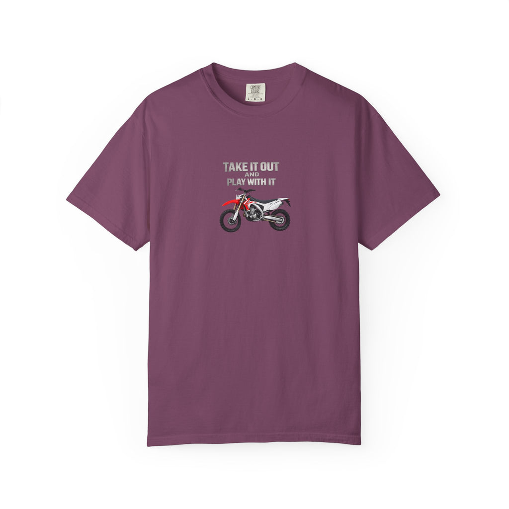 Motorcycle T-Shirt — 'Take It Out, Play With It' Vintage Dirt Bike Tee
