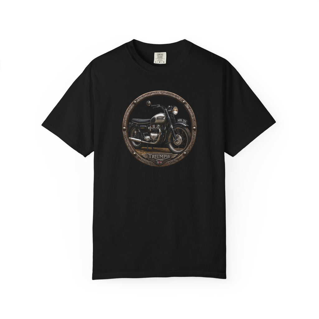Classic Triumph Motorcycle T-Shirt — Vintage British Flag Ride Tee
