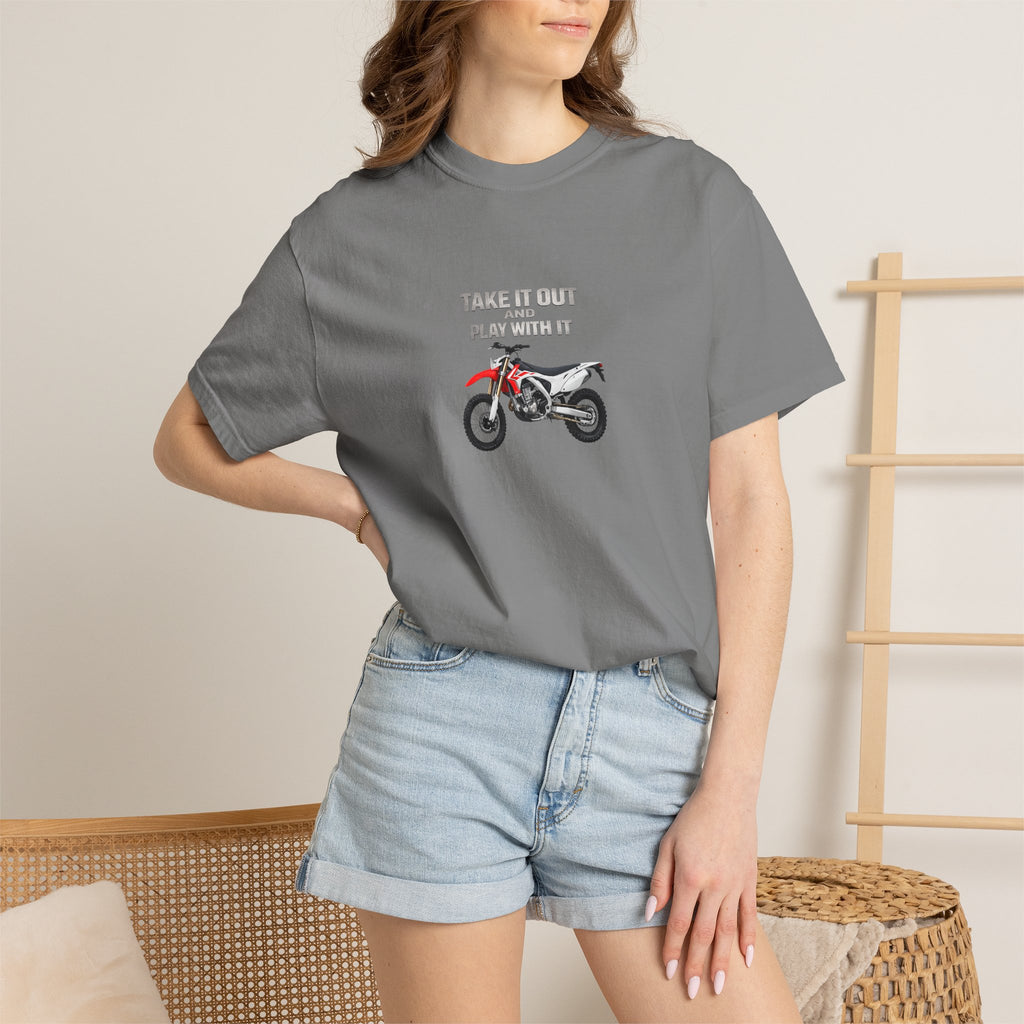 Motorcycle T-Shirt — 'Take It Out, Play With It' Vintage Dirt Bike Tee