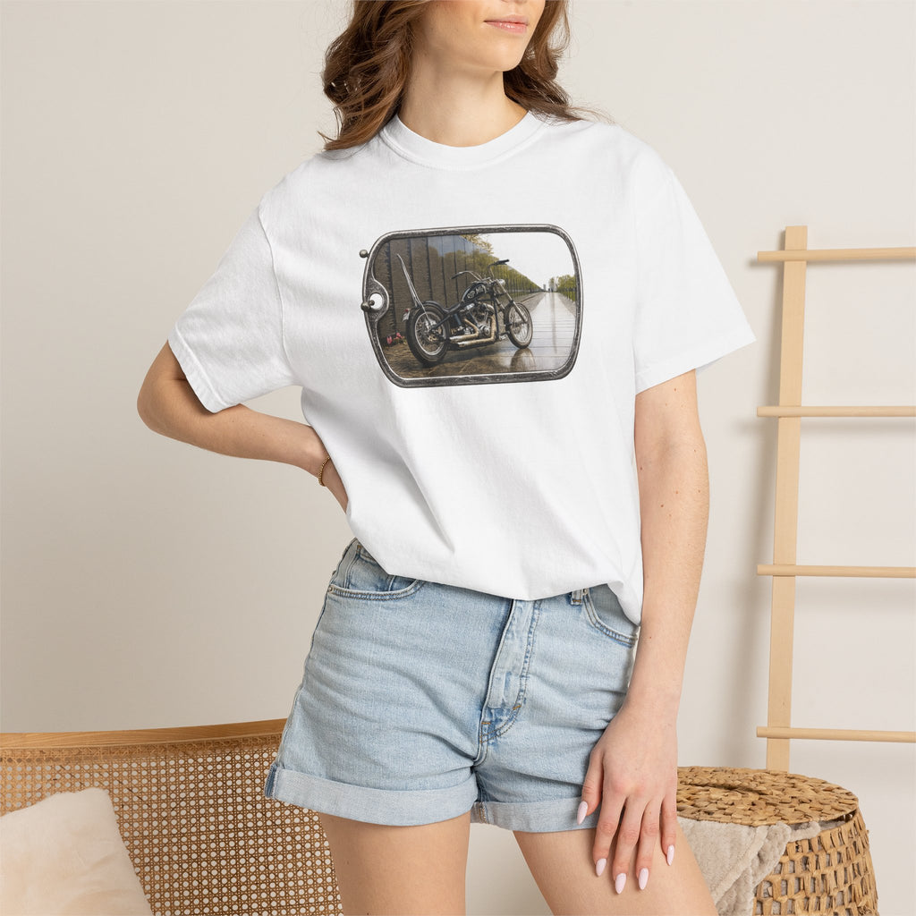 Vintage Motorcycle Dog Tag T-Shirt — Retro Chopper Scenic Print