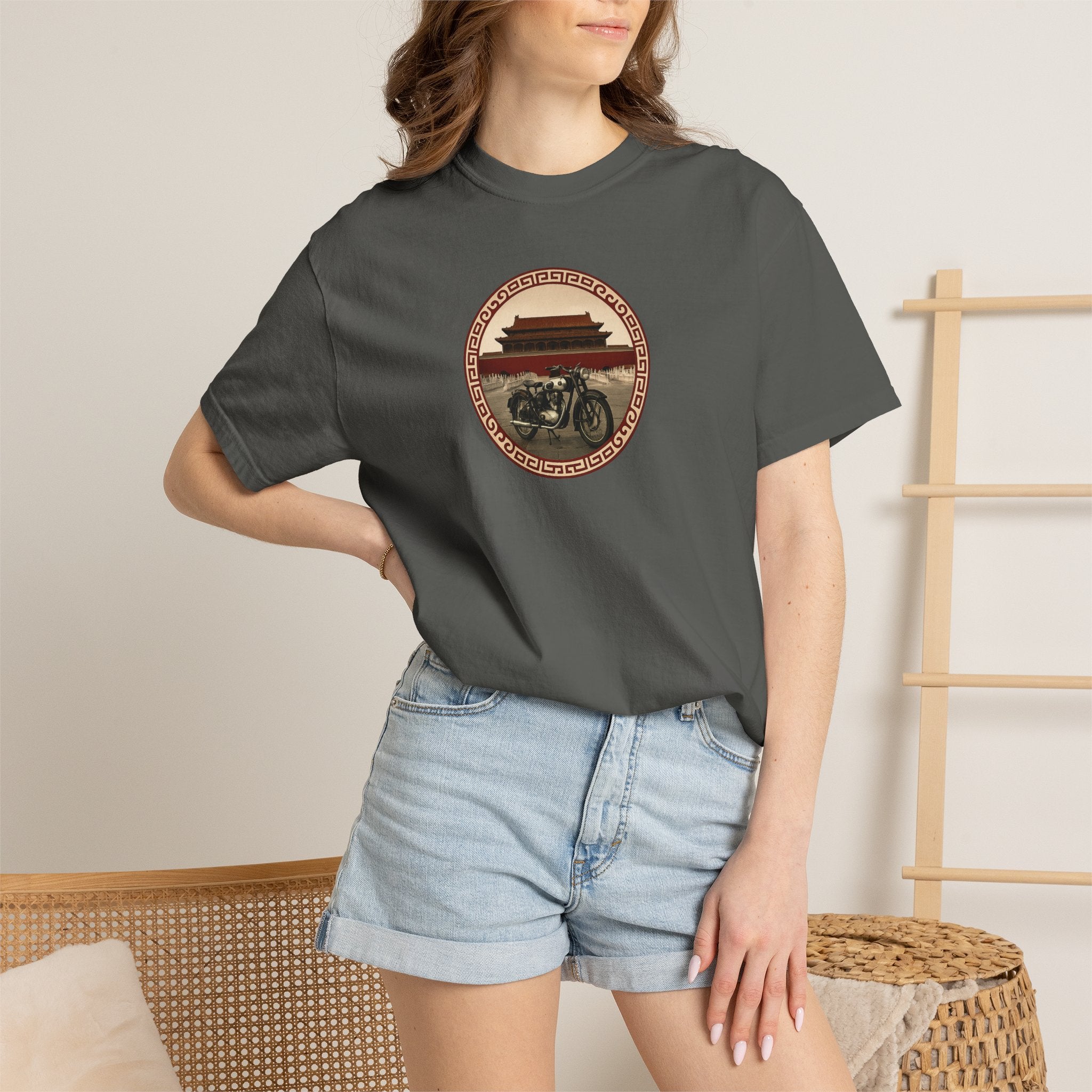 Vintage Camera & Pagoda T-Shirt — Retro Travel Photography Tee