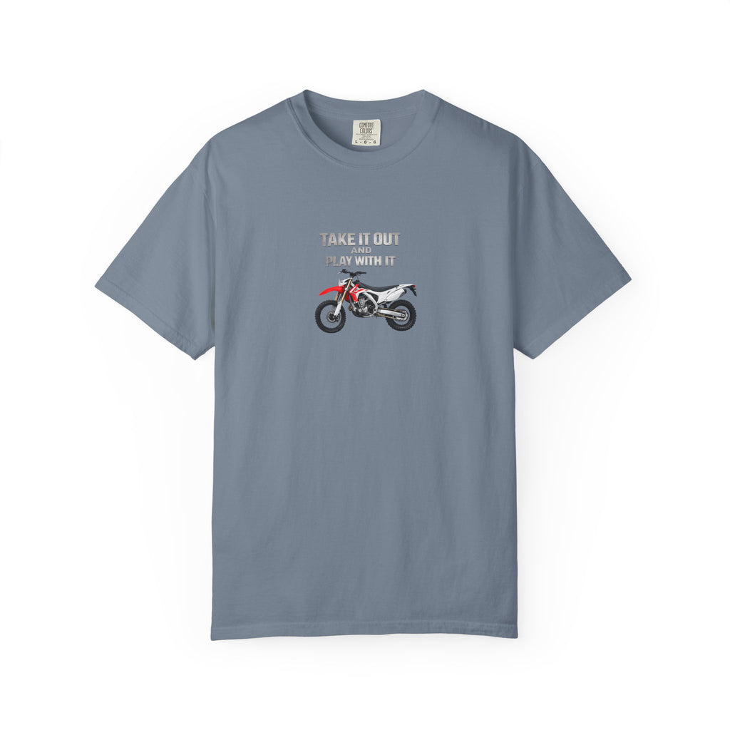 Motorcycle T-Shirt — 'Take It Out, Play With It' Vintage Dirt Bike Tee