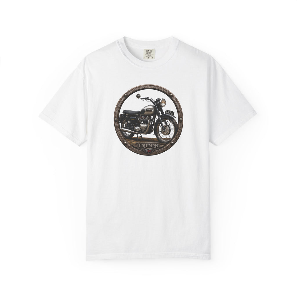 Classic Triumph Motorcycle T-Shirt — Vintage British Flag Ride Tee