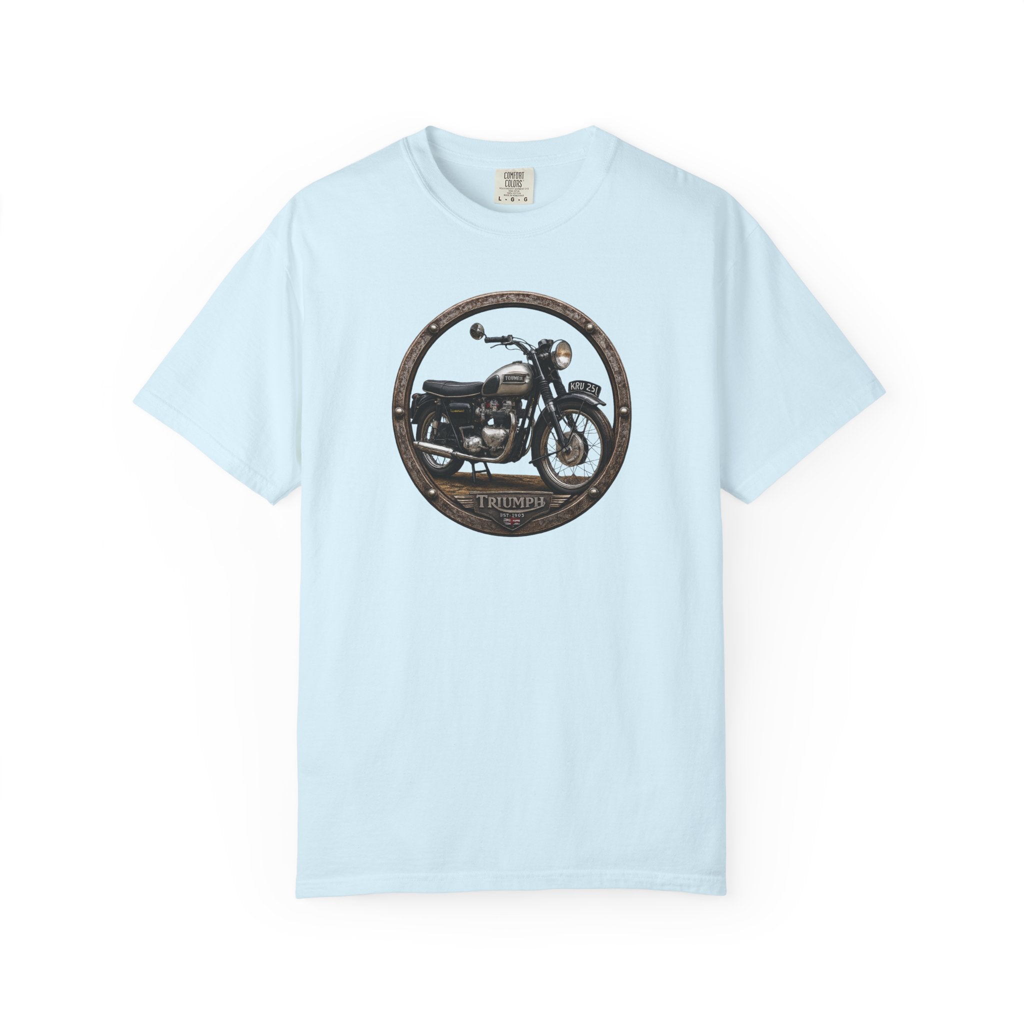 Classic Triumph Motorcycle T-Shirt — Vintage British Flag Ride Tee