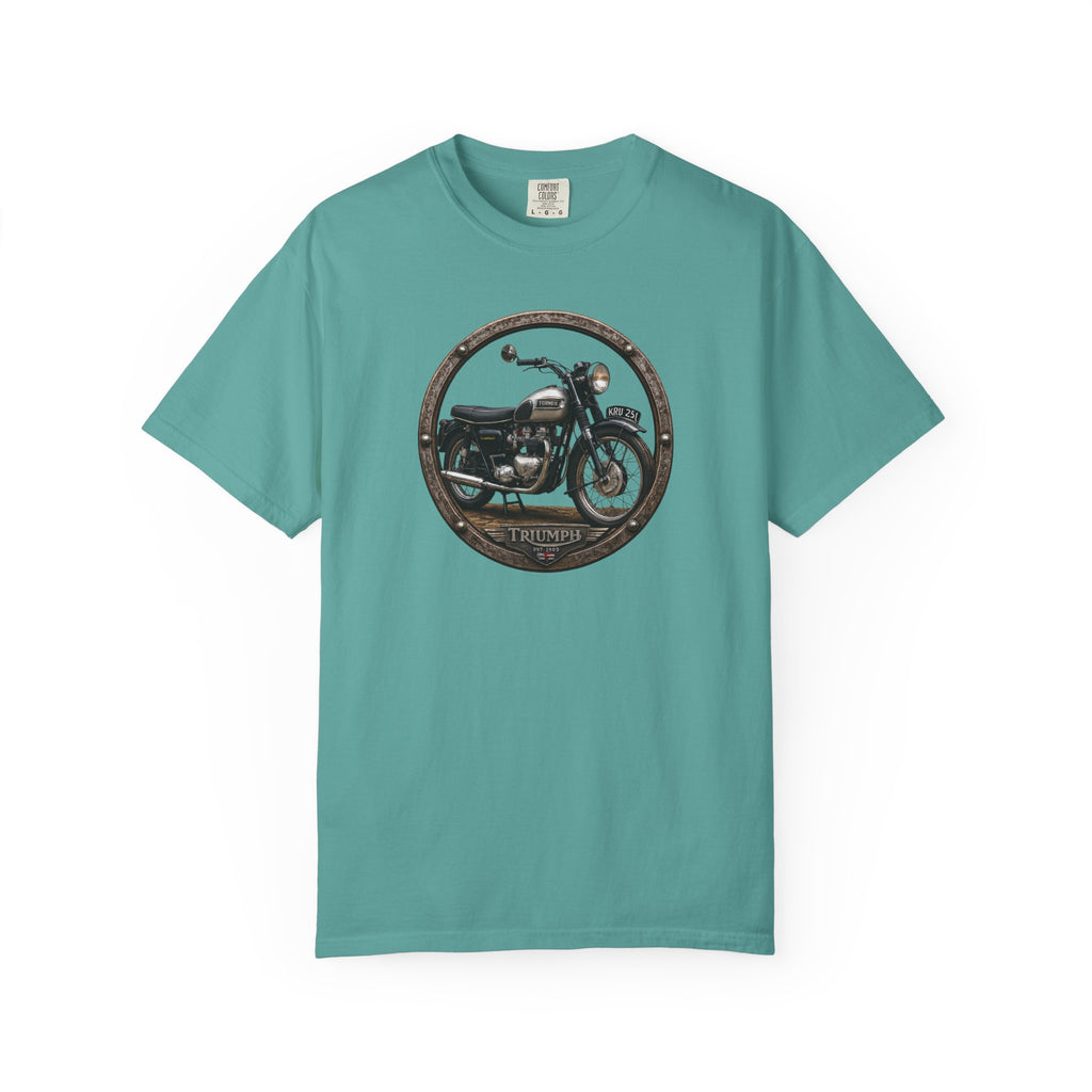 Classic Triumph Motorcycle T-Shirt — Vintage British Flag Ride Tee