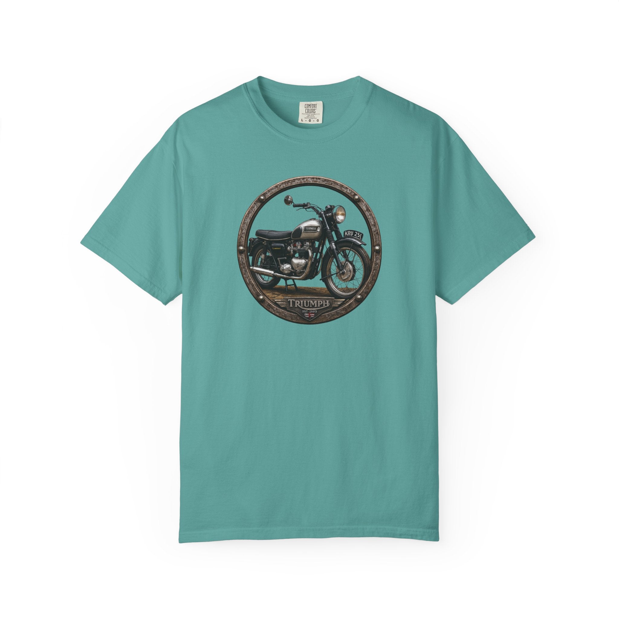 Classic Triumph Motorcycle T-Shirt — Vintage British Flag Ride Tee