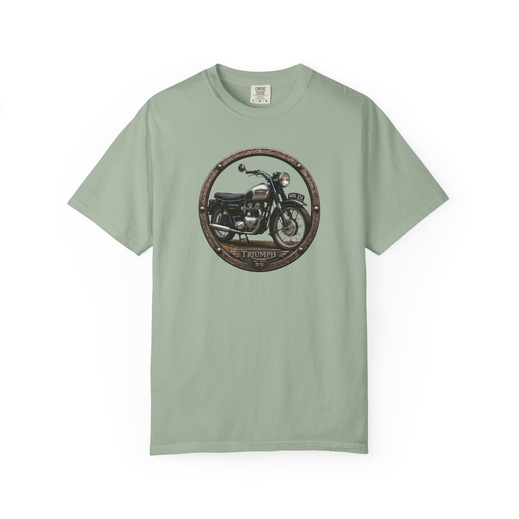 Classic Triumph Motorcycle T-Shirt — Vintage British Flag Ride Tee